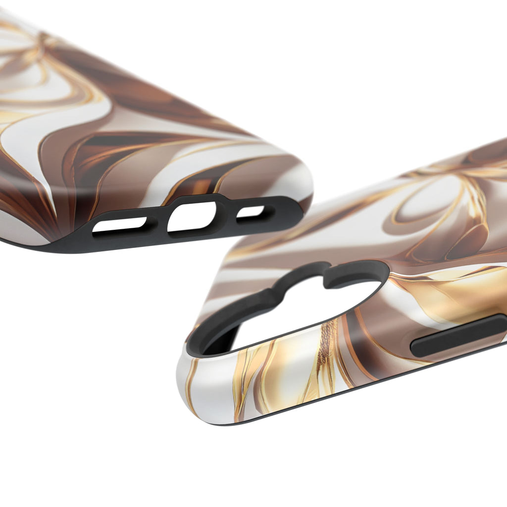 Marbled Gold Swirl Phone Case — Magnetic Impact‑Resistant iPhone Cover