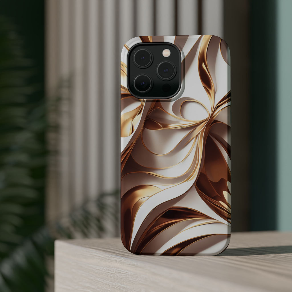 Marbled Gold Swirl Phone Case — Magnetic Impact‑Resistant iPhone Cover