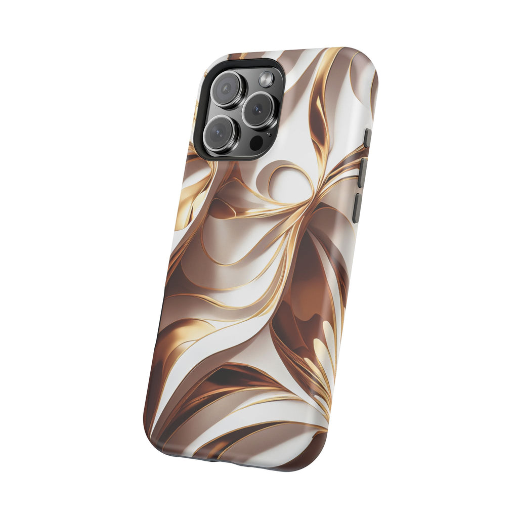 Marbled Gold Swirl Phone Case — Magnetic Impact‑Resistant iPhone Cover