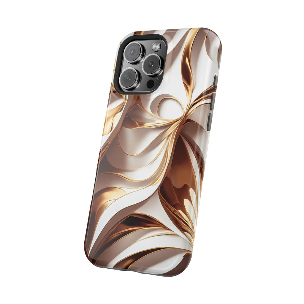 Marbled Gold Swirl Phone Case — Magnetic Impact‑Resistant iPhone Cover