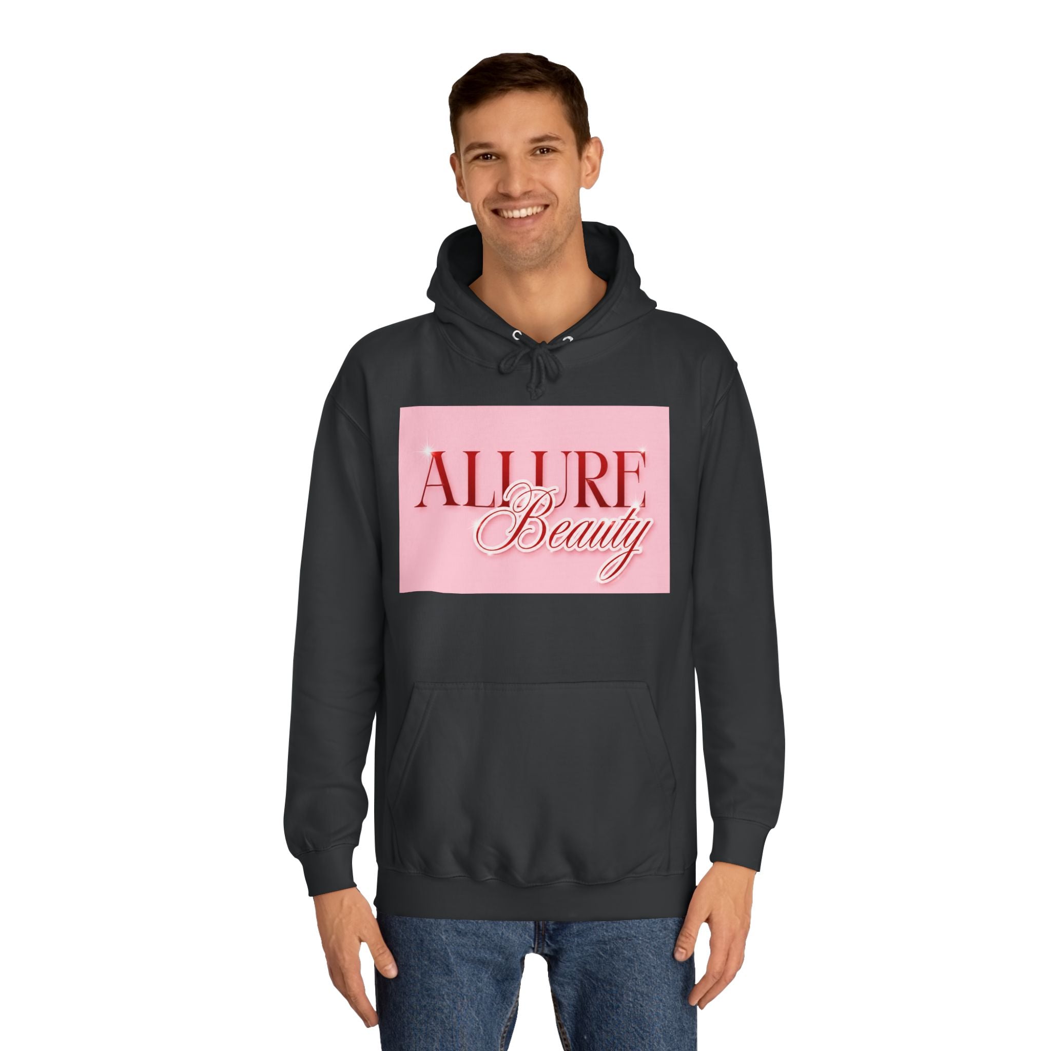 Unisex Allure Beauty Hoodie — Pink Logo Comfort Pullover