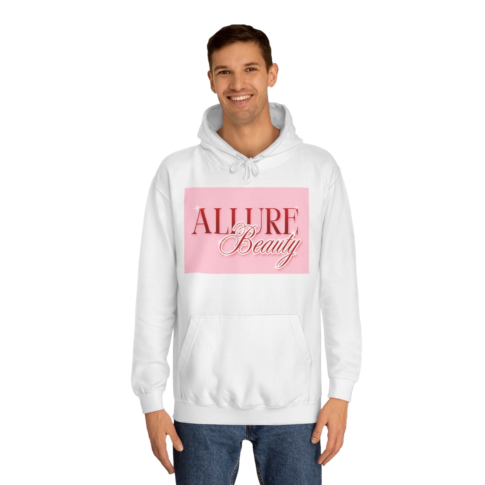 Unisex Allure Beauty Hoodie — Pink Logo Comfort Pullover