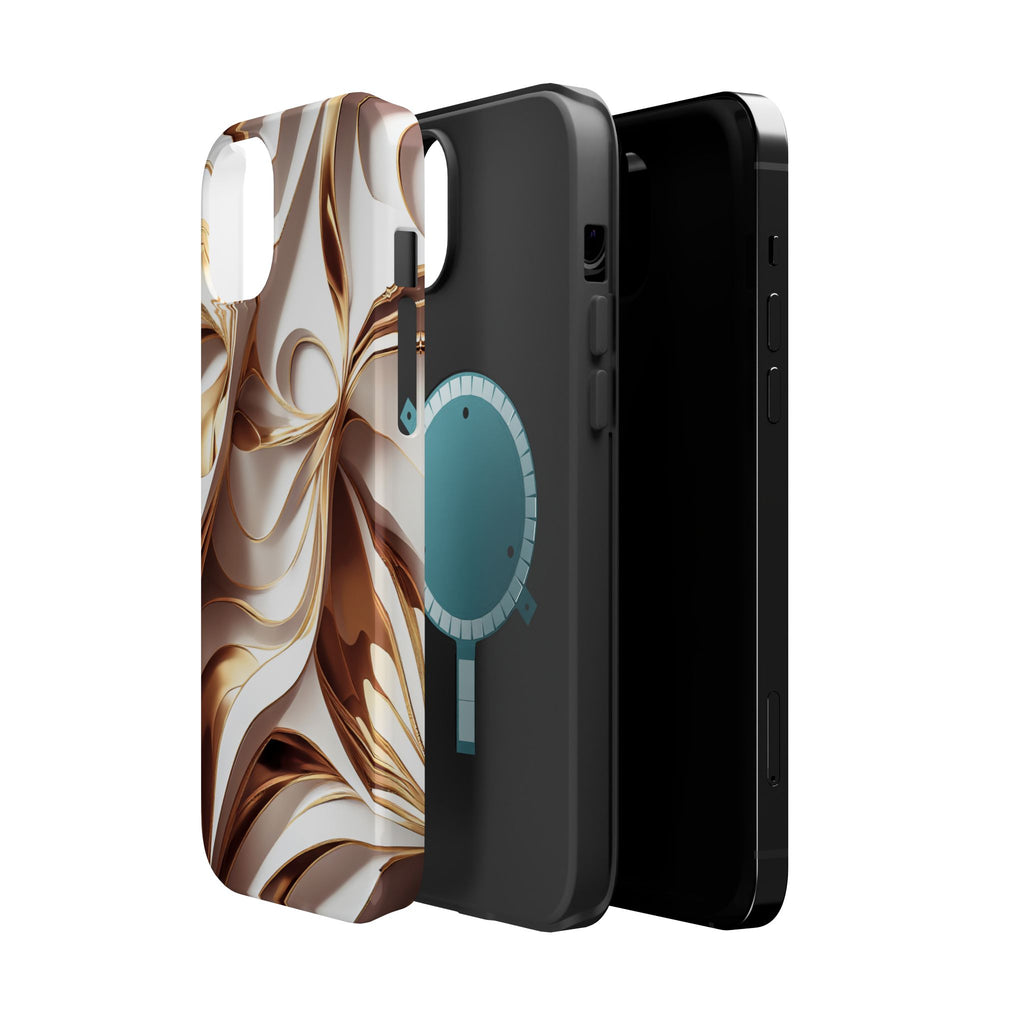 Marbled Gold Swirl Phone Case — Magnetic Impact‑Resistant iPhone Cover