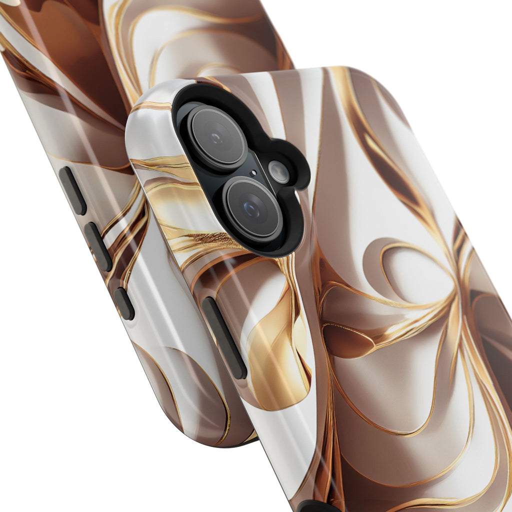 Marbled Gold Swirl Phone Case — Magnetic Impact‑Resistant iPhone Cover