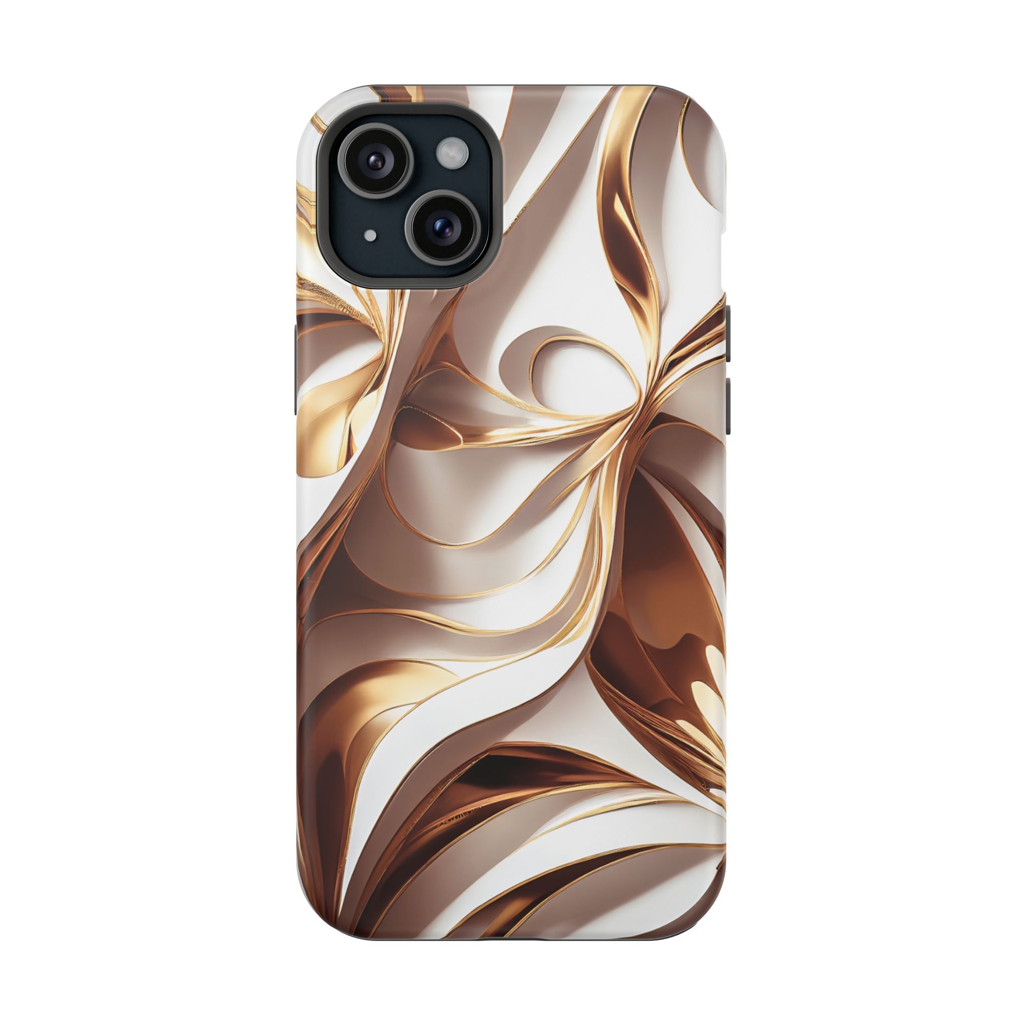 Marbled Gold Swirl Phone Case — Magnetic Impact‑Resistant iPhone Cover