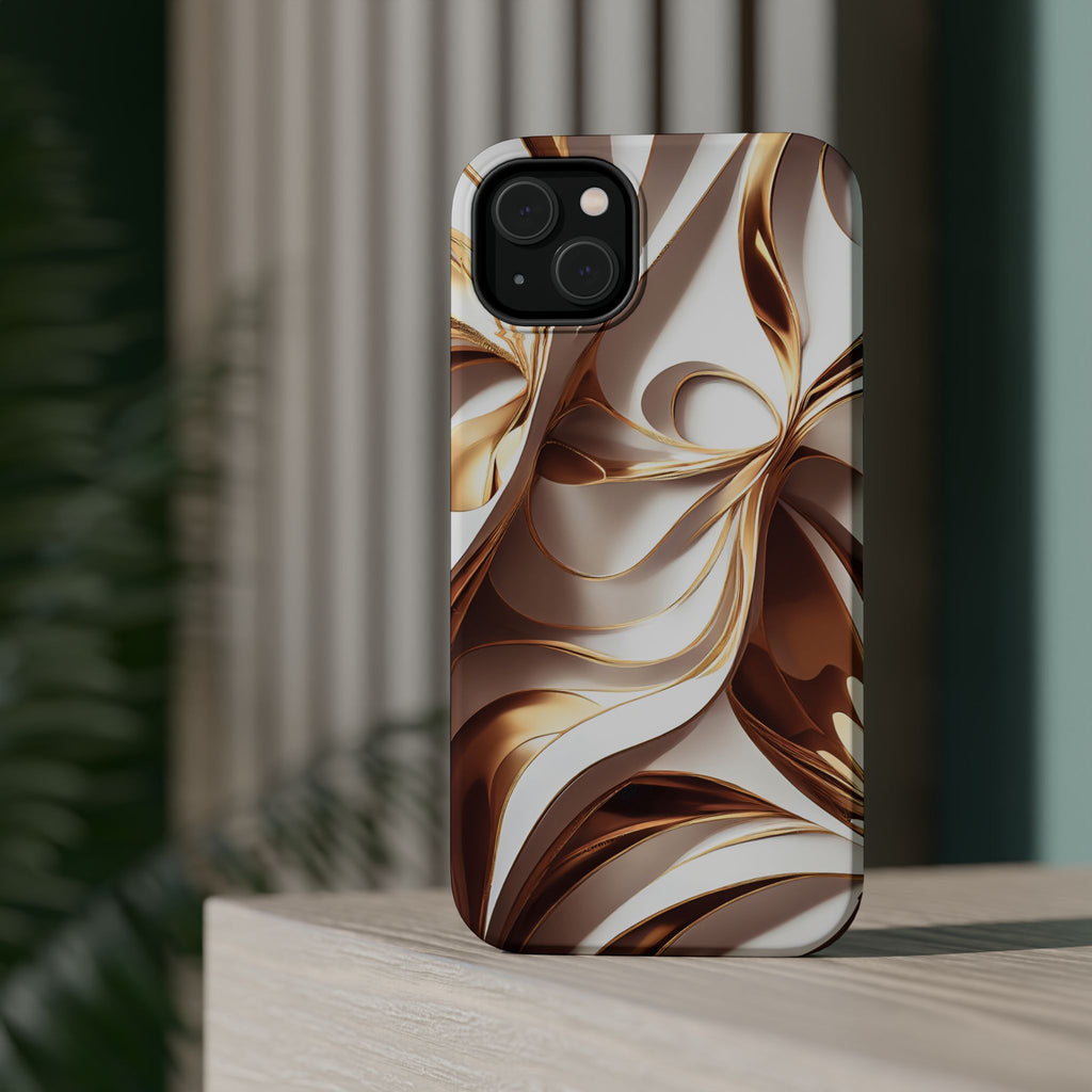 Marbled Gold Swirl Phone Case — Magnetic Impact‑Resistant iPhone Cover