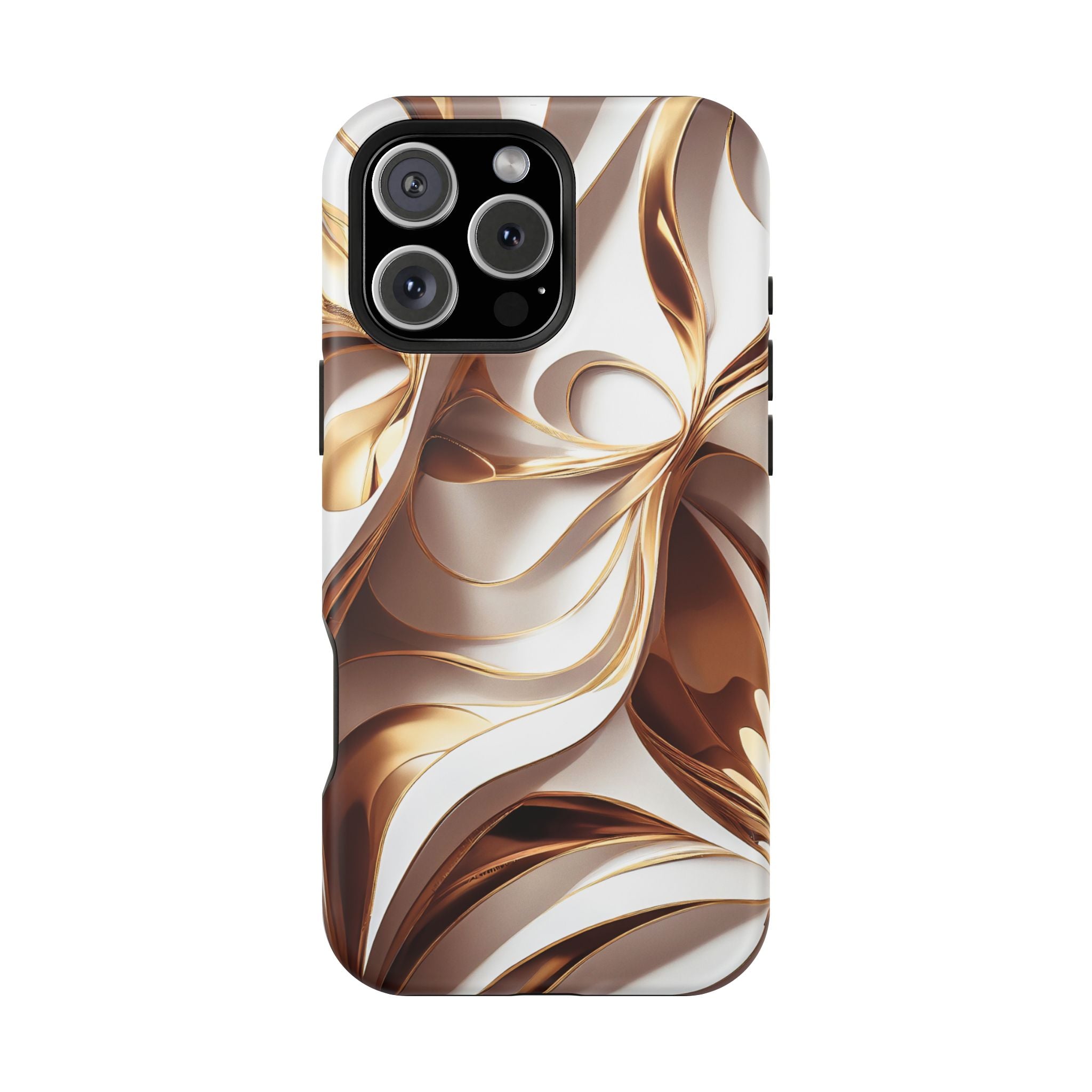 Marbled Gold Swirl Phone Case — Magnetic Impact‑Resistant iPhone Cover