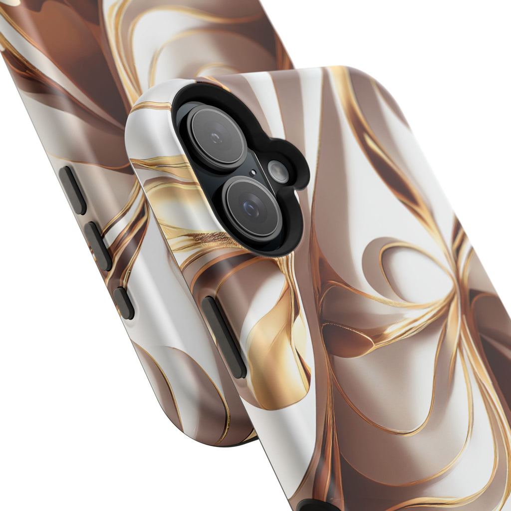 Marbled Gold Swirl Phone Case — Magnetic Impact‑Resistant iPhone Cover