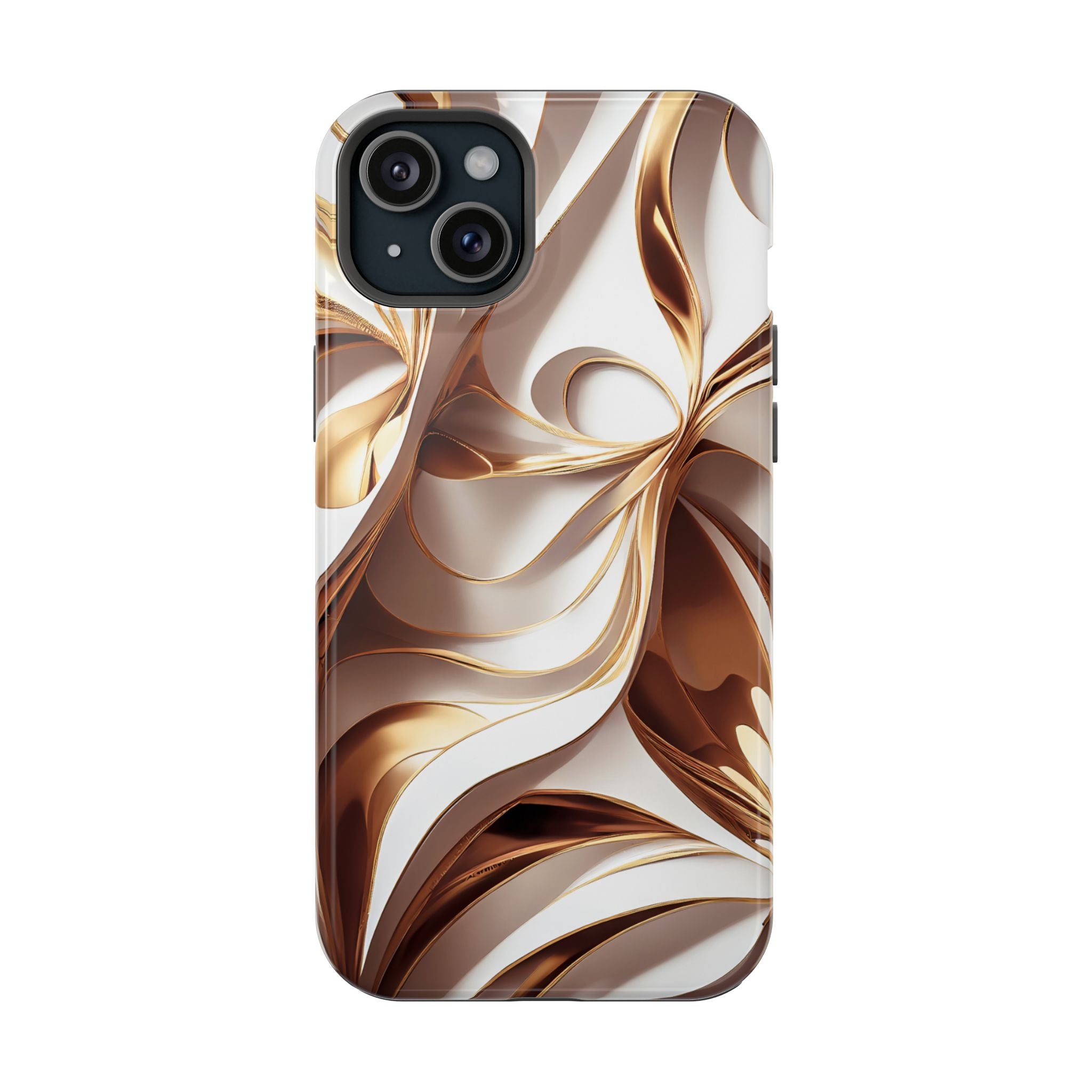 Marbled Gold Swirl Phone Case — Magnetic Impact‑Resistant iPhone Cover