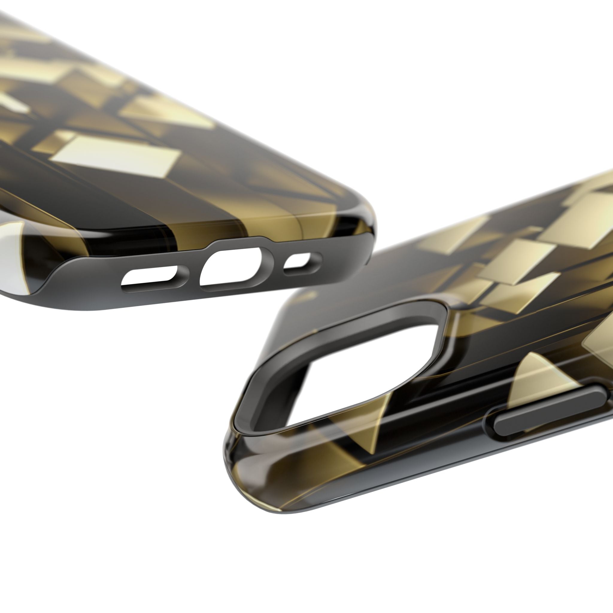 Impact-Resistant Phone Case — Gold Geometric 3D Cubes