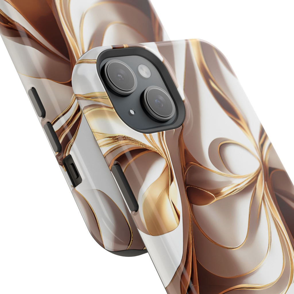 Marbled Gold Swirl Phone Case — Magnetic Impact‑Resistant iPhone Cover