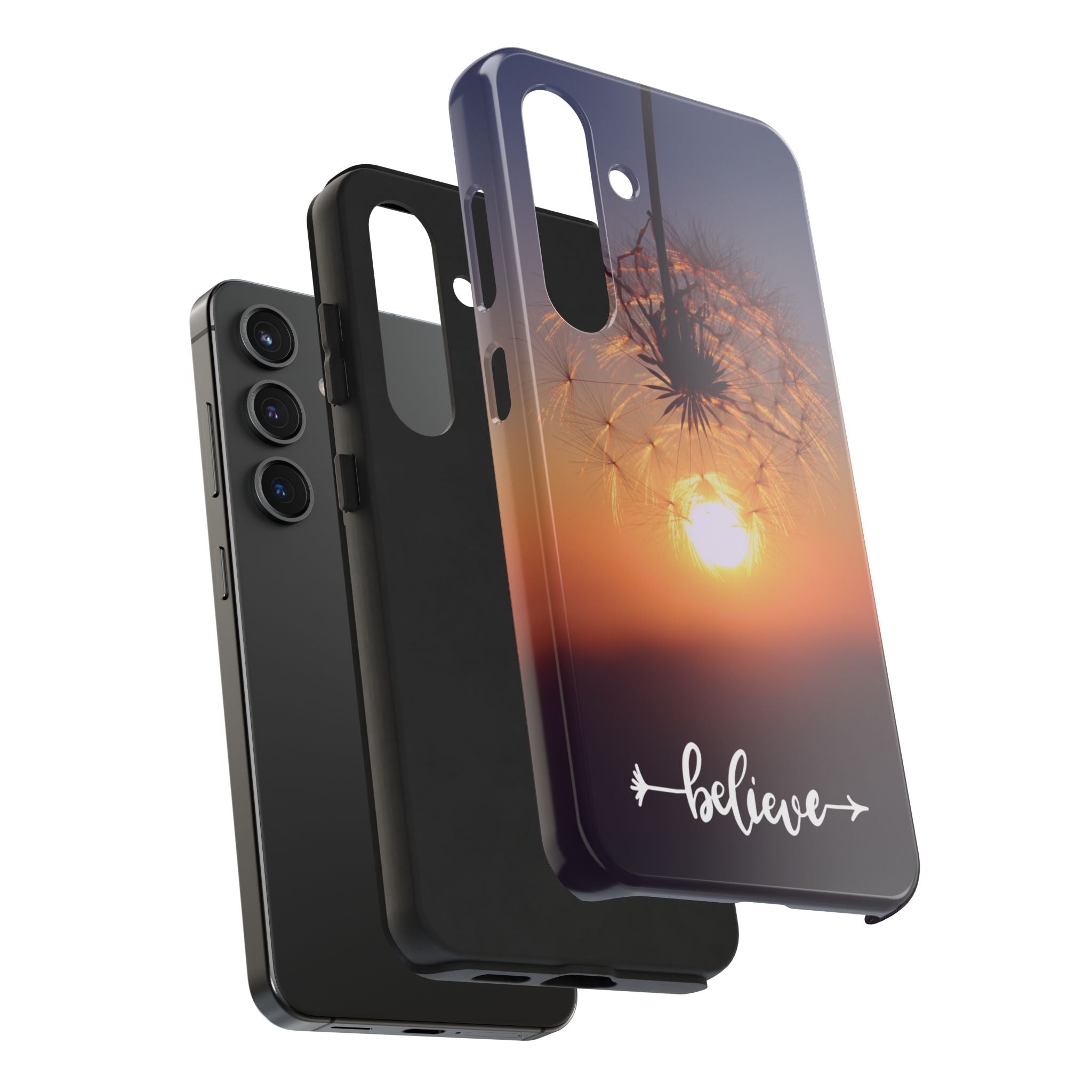 Believe Dandelion Sunset Tough Phone Case — Inspirational Protective iPhone Cover