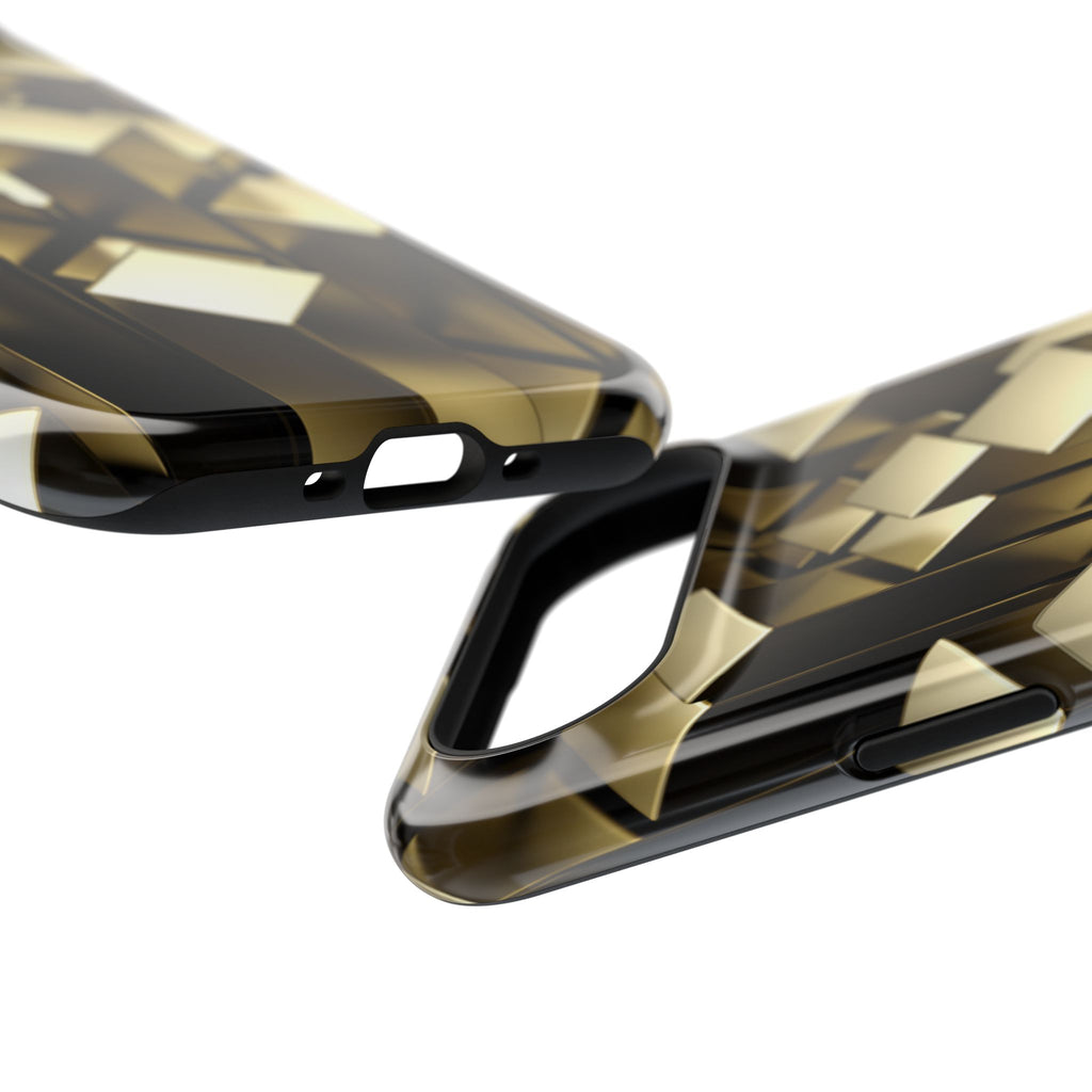 Impact-Resistant Phone Case — Gold Geometric 3D Cubes