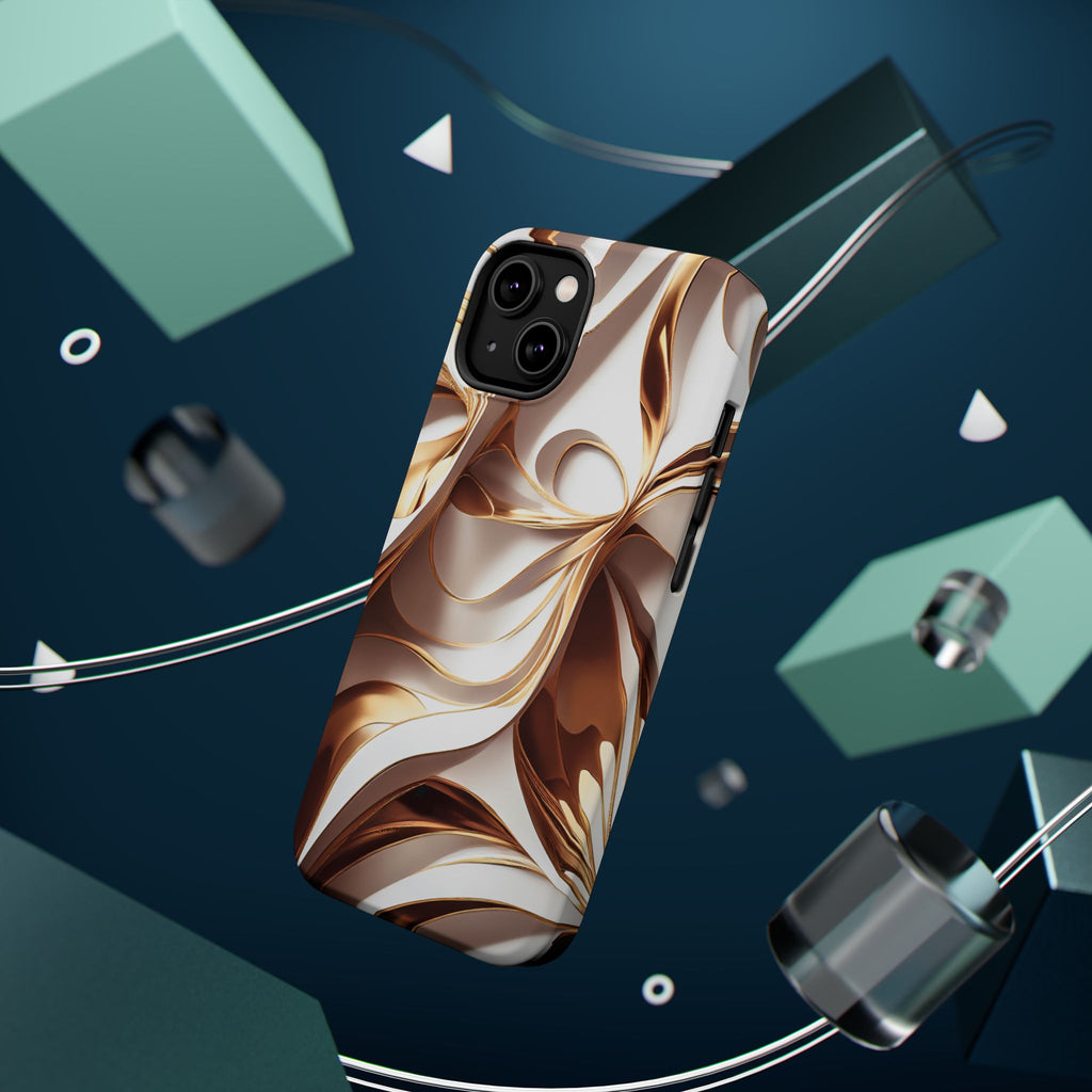 Marbled Gold Swirl Phone Case — Magnetic Impact‑Resistant iPhone Cover