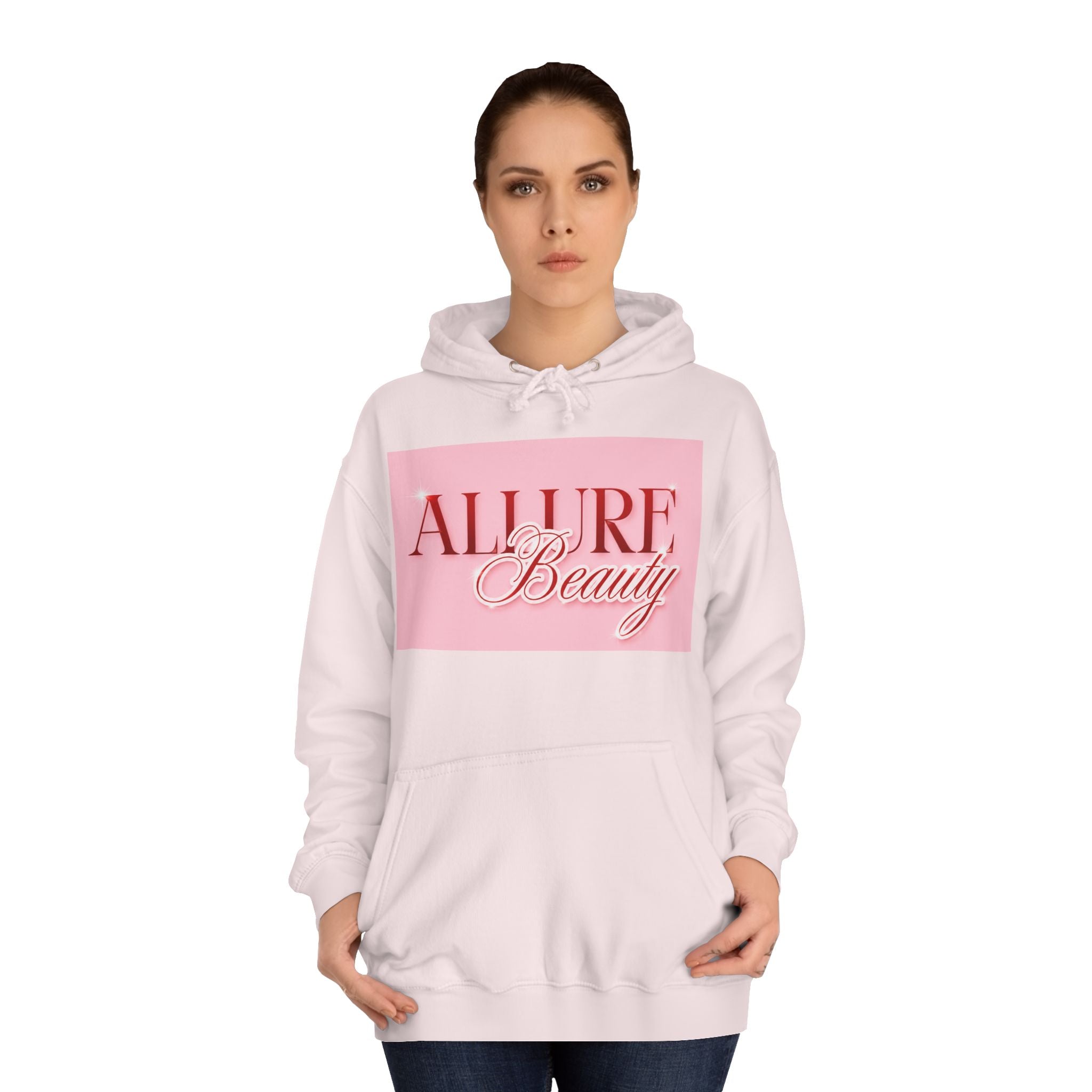 Unisex Allure Beauty Hoodie — Pink Logo Comfort Pullover
