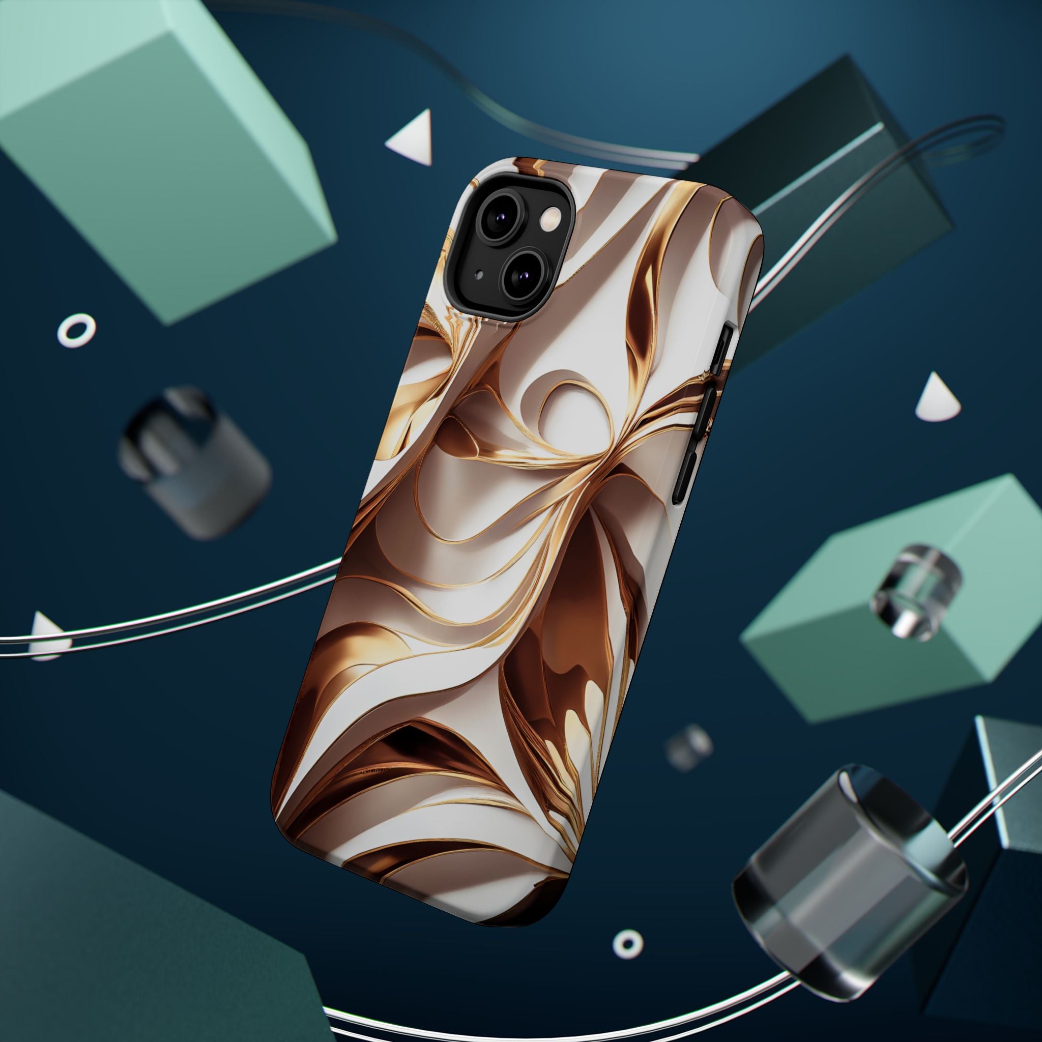 Marbled Gold Swirl Phone Case — Magnetic Impact‑Resistant iPhone Cover
