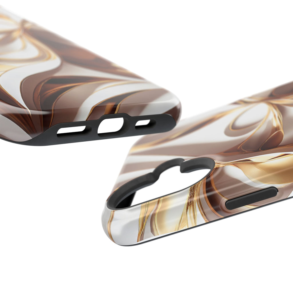 Marbled Gold Swirl Phone Case — Magnetic Impact‑Resistant iPhone Cover