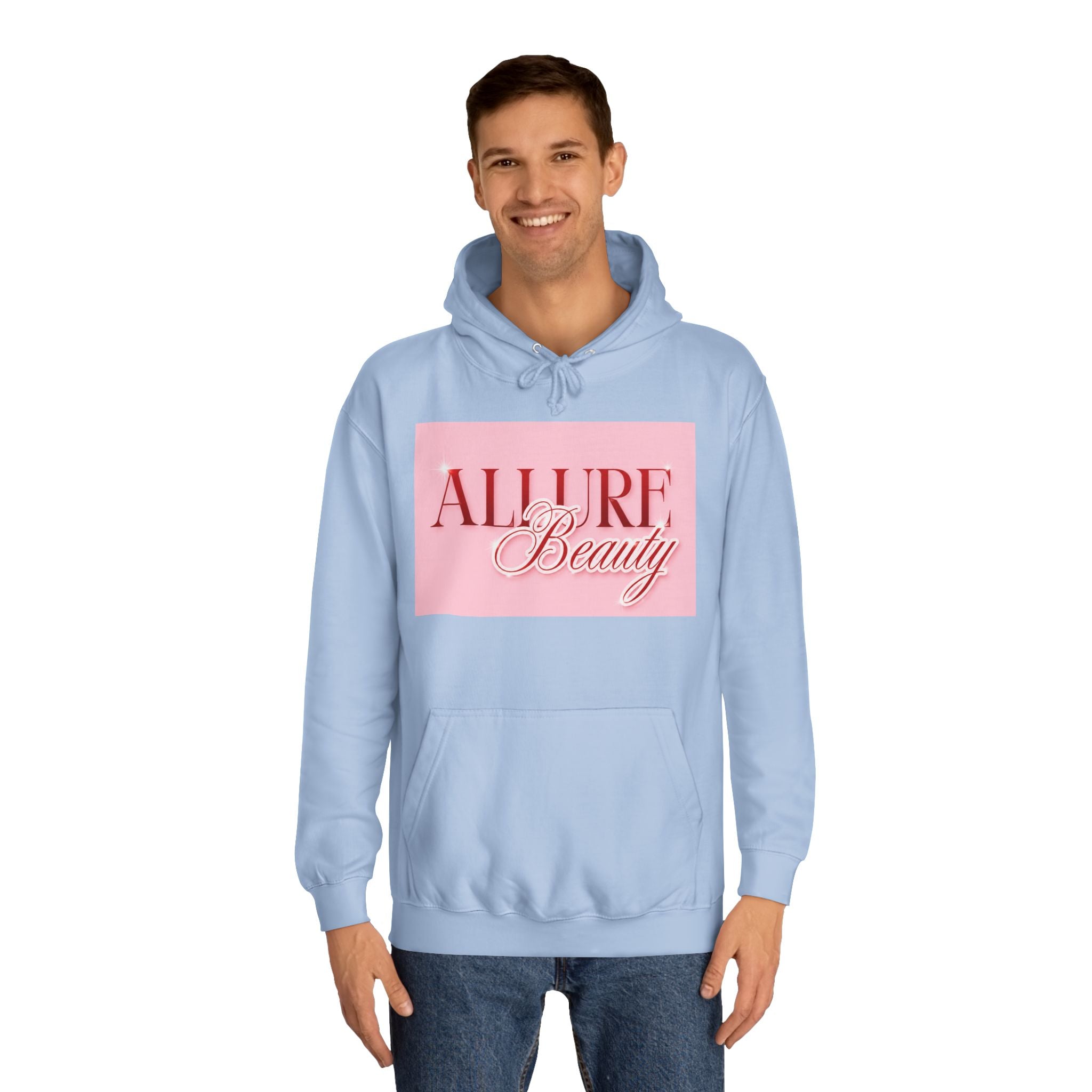 Unisex Allure Beauty Hoodie — Pink Logo Comfort Pullover