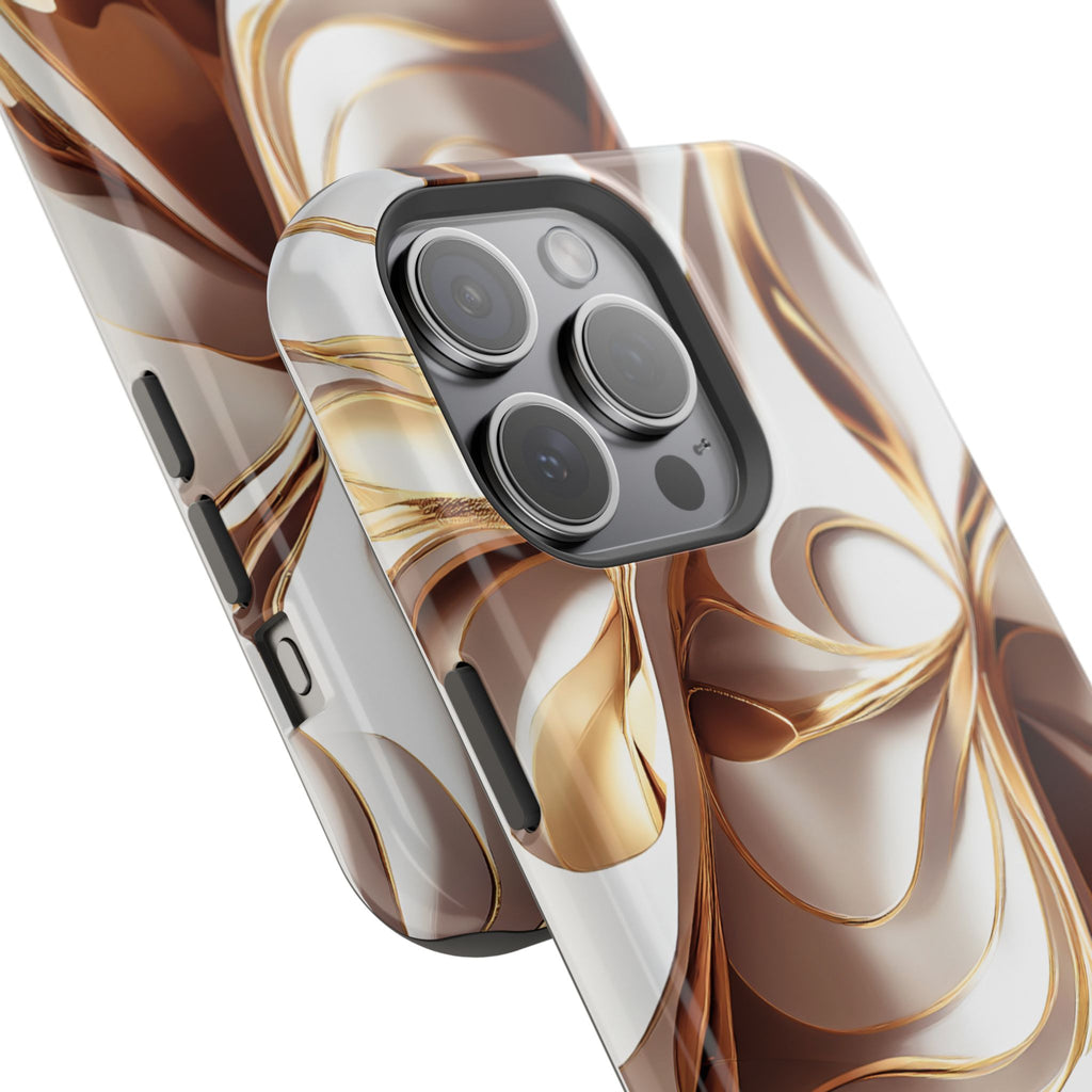 Marbled Gold Swirl Phone Case — Magnetic Impact‑Resistant iPhone Cover