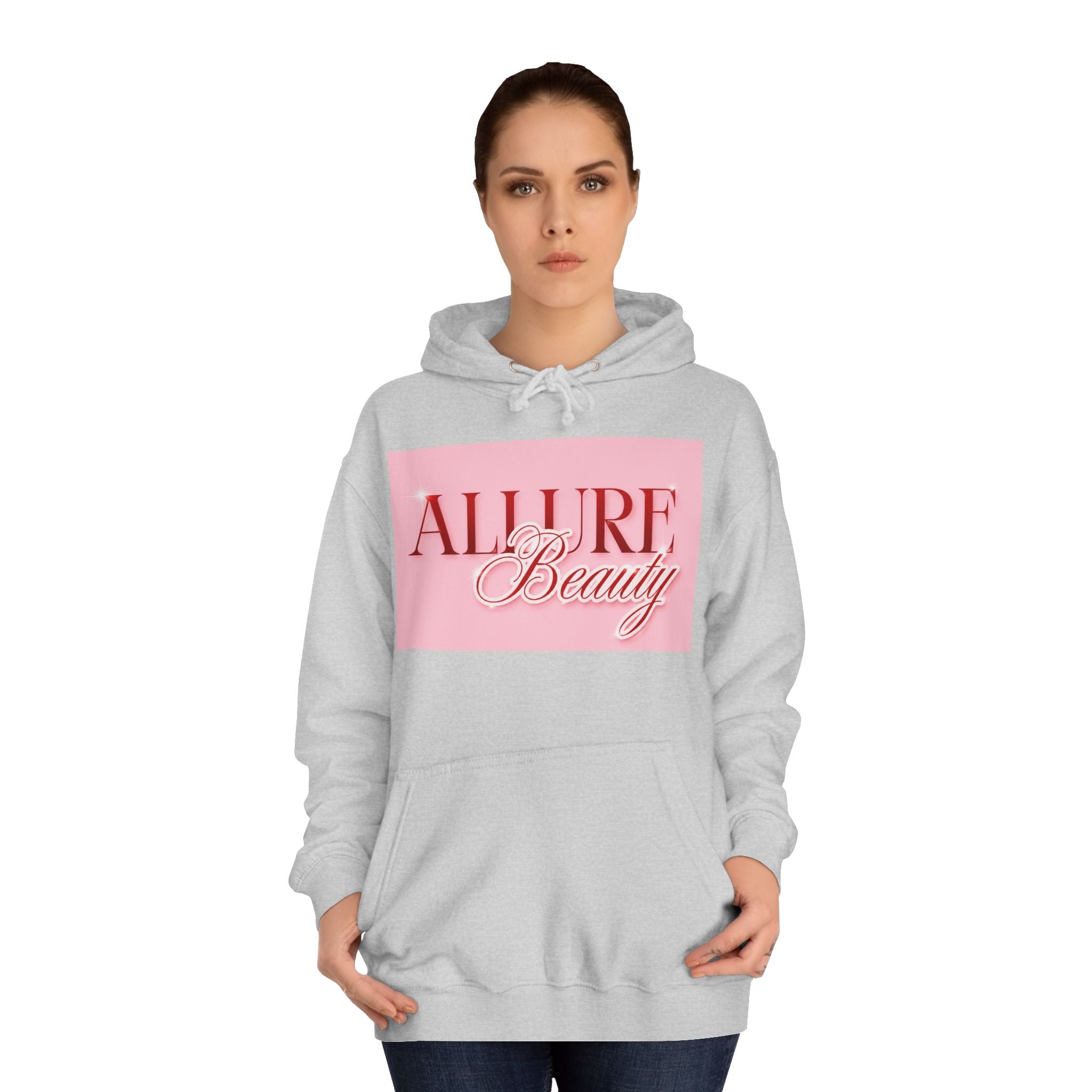 Unisex Allure Beauty Hoodie — Pink Logo Comfort Pullover
