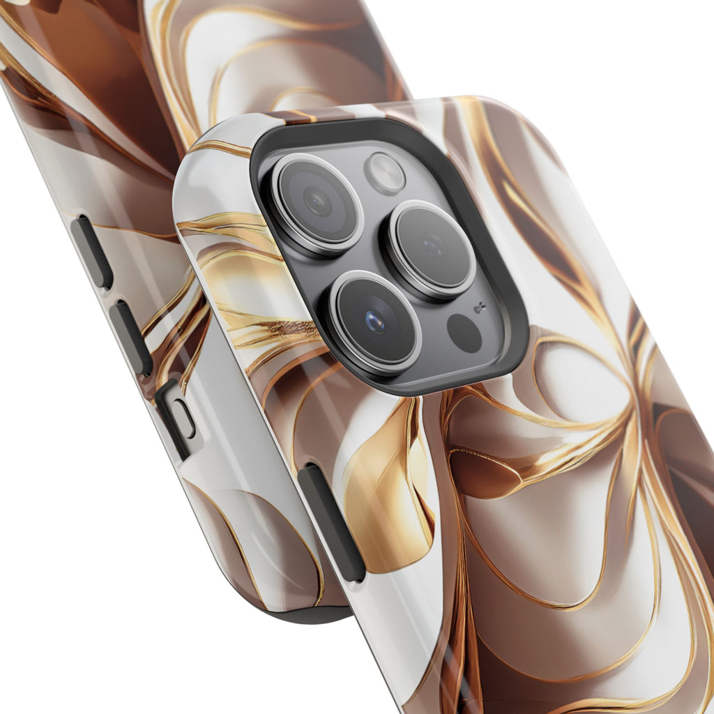 Marbled Gold Swirl Phone Case — Magnetic Impact‑Resistant iPhone Cover