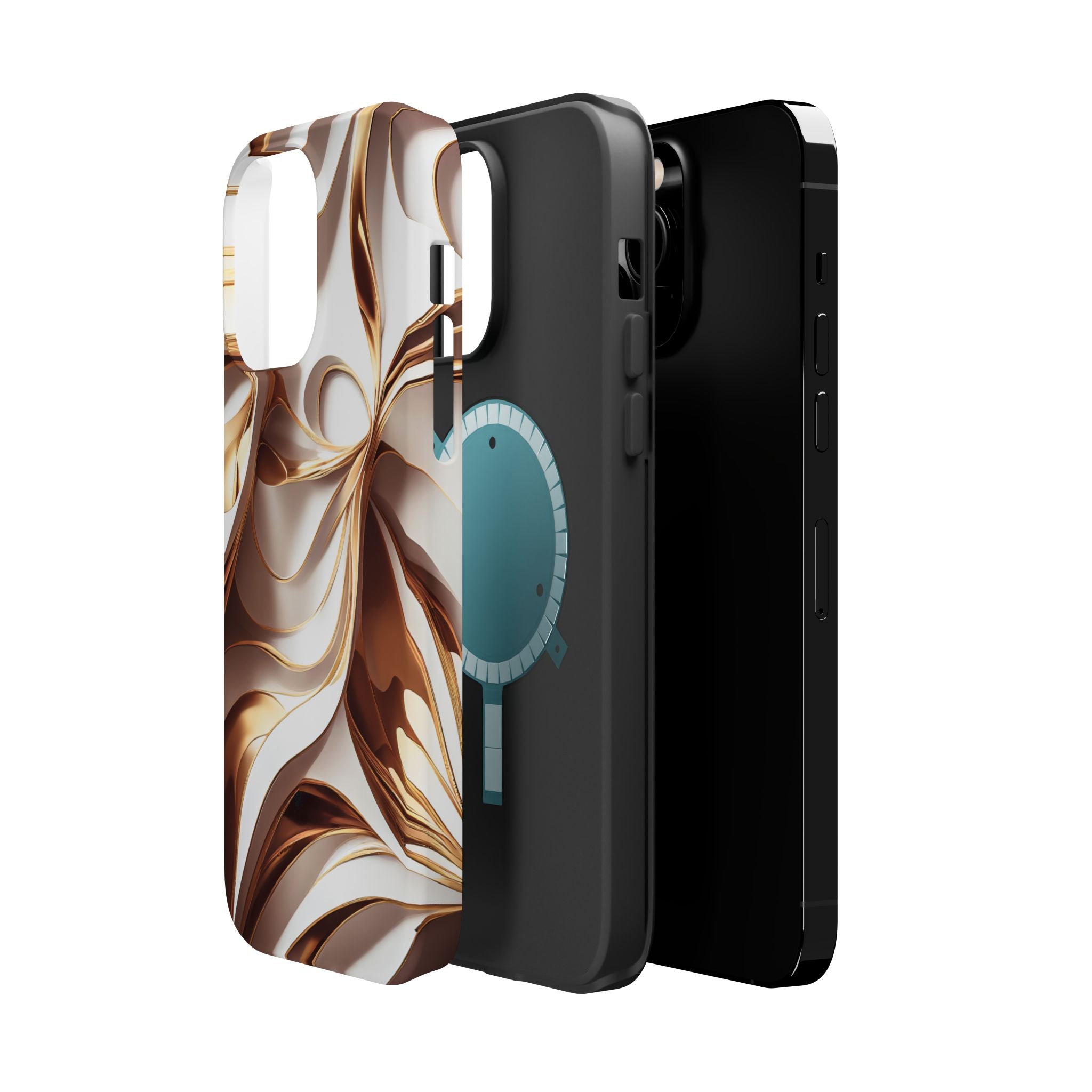 Marbled Gold Swirl Phone Case — Magnetic Impact‑Resistant iPhone Cover