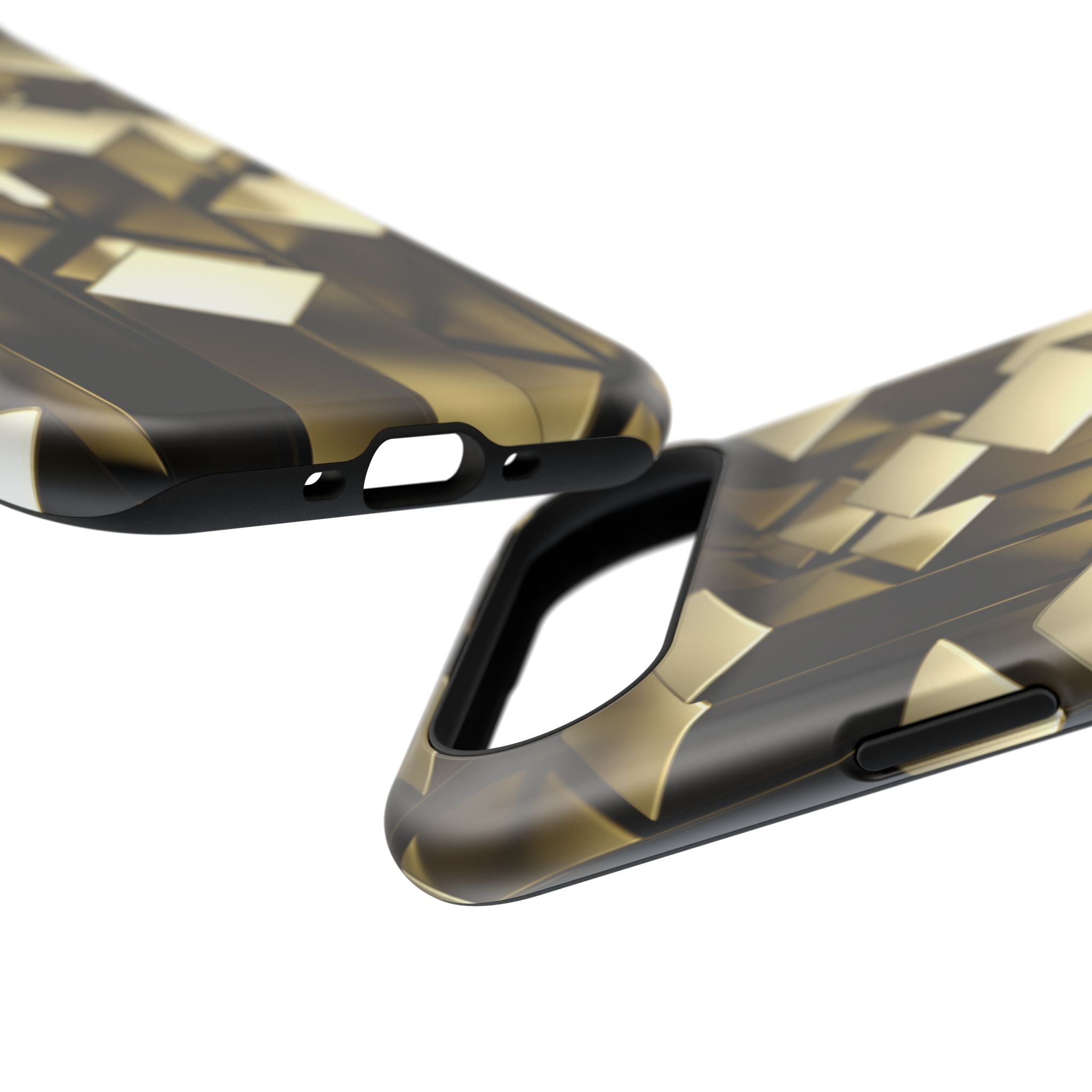 Impact-Resistant Phone Case — Gold Geometric 3D Cubes