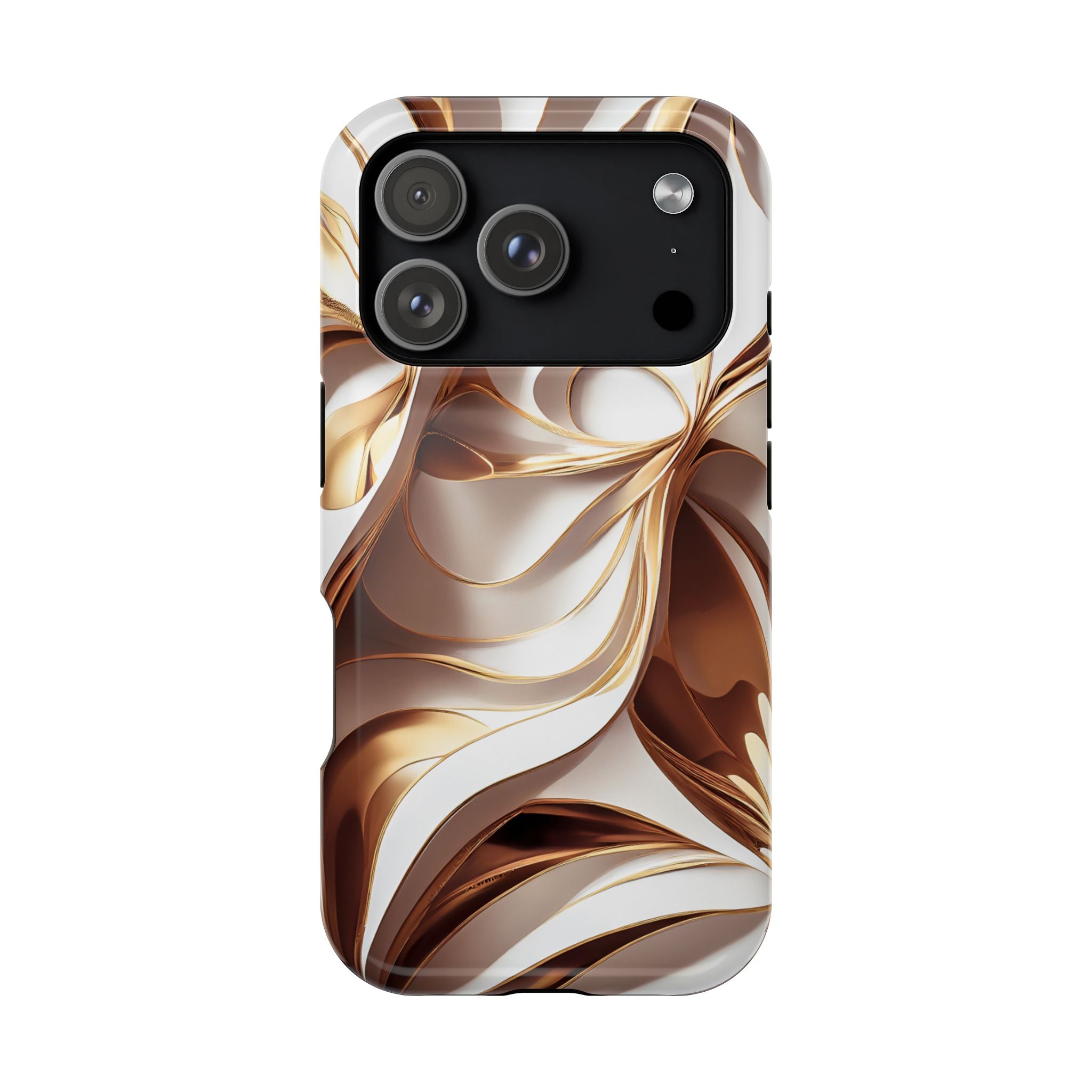 Marbled Gold Swirl Phone Case — Magnetic Impact‑Resistant iPhone Cover