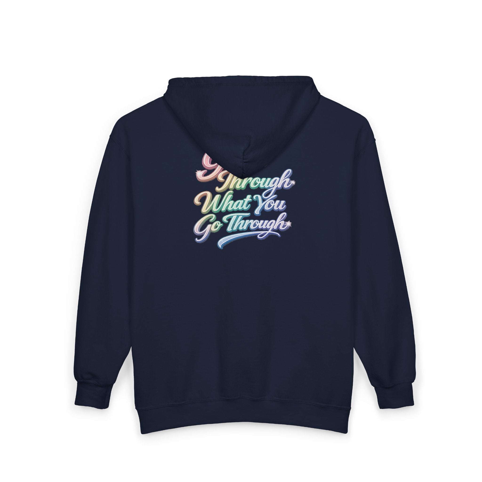 Unisex Grow Through What You Go Through Zip Hoodie — Inspirational Pastel Script Full-Zip Sweatshirt