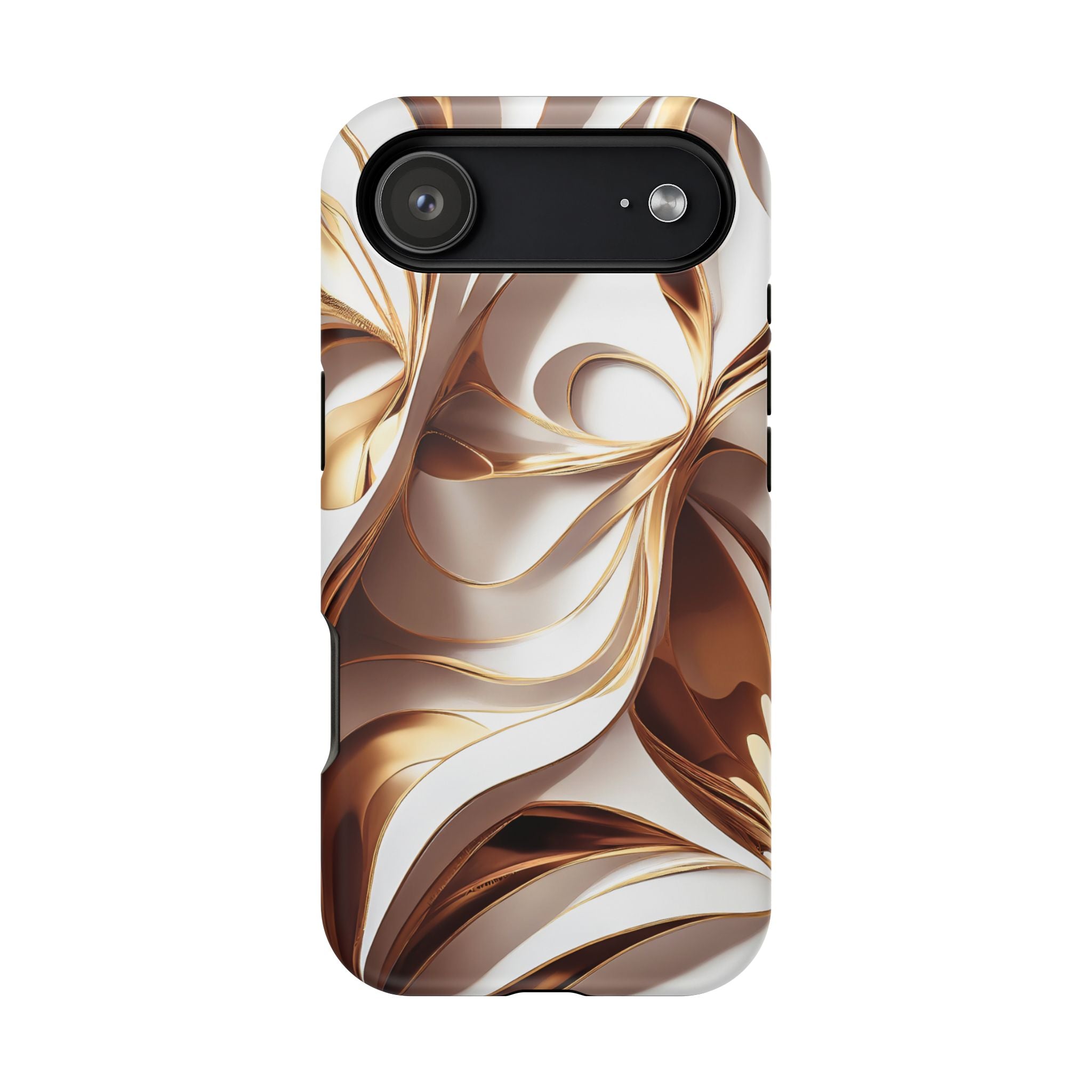 Marbled Gold Swirl Phone Case — Magnetic Impact‑Resistant iPhone Cover