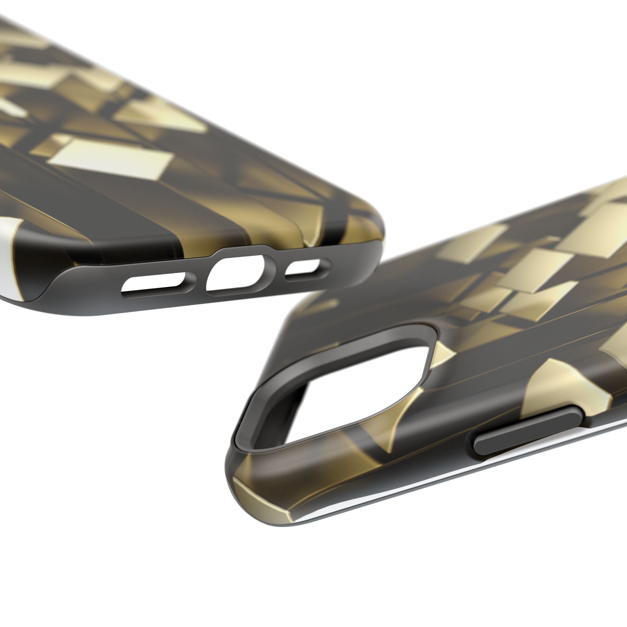 Impact-Resistant Phone Case — Gold Geometric 3D Cubes