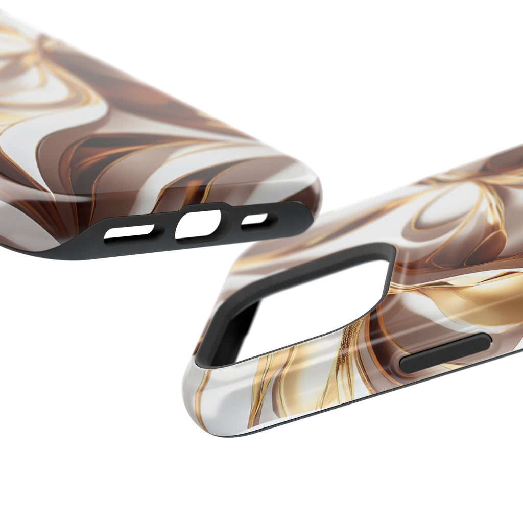 Marbled Gold Swirl Phone Case — Magnetic Impact‑Resistant iPhone Cover