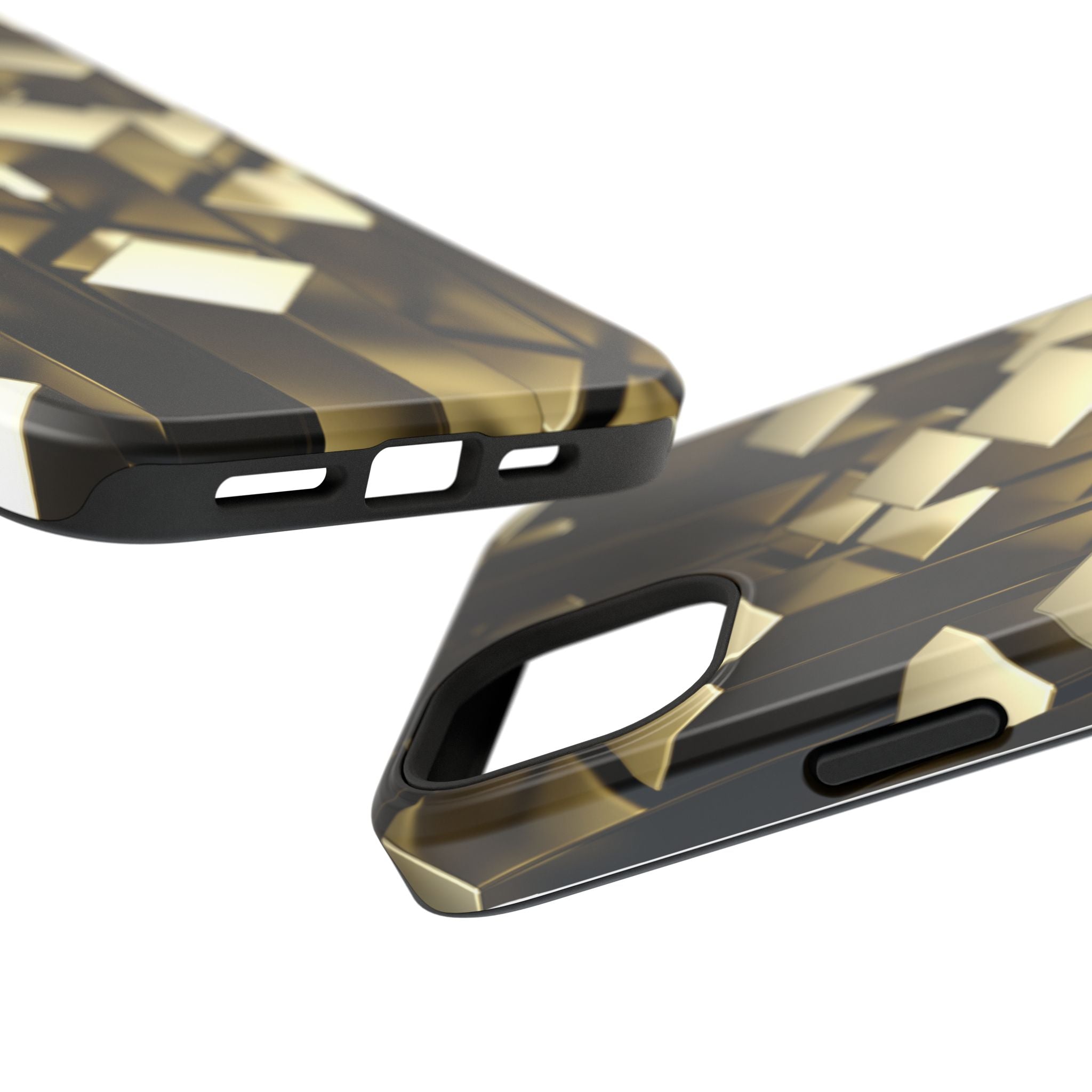 Impact-Resistant Phone Case — Gold Geometric 3D Cubes
