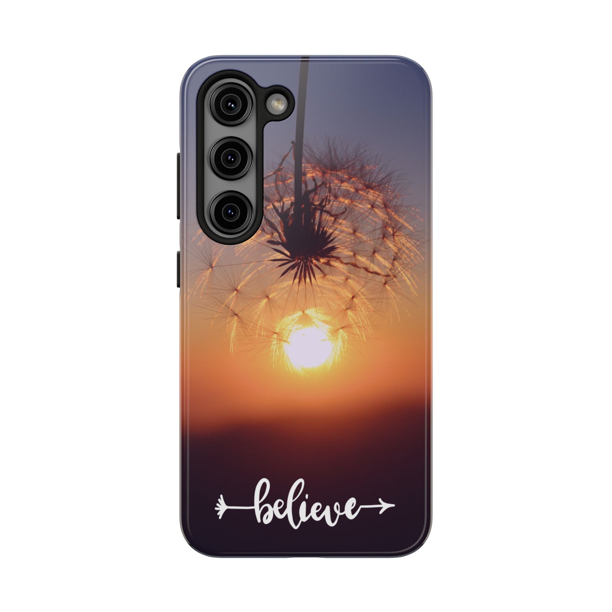 Believe Dandelion Sunset Tough Phone Case — Inspirational Protective iPhone Cover