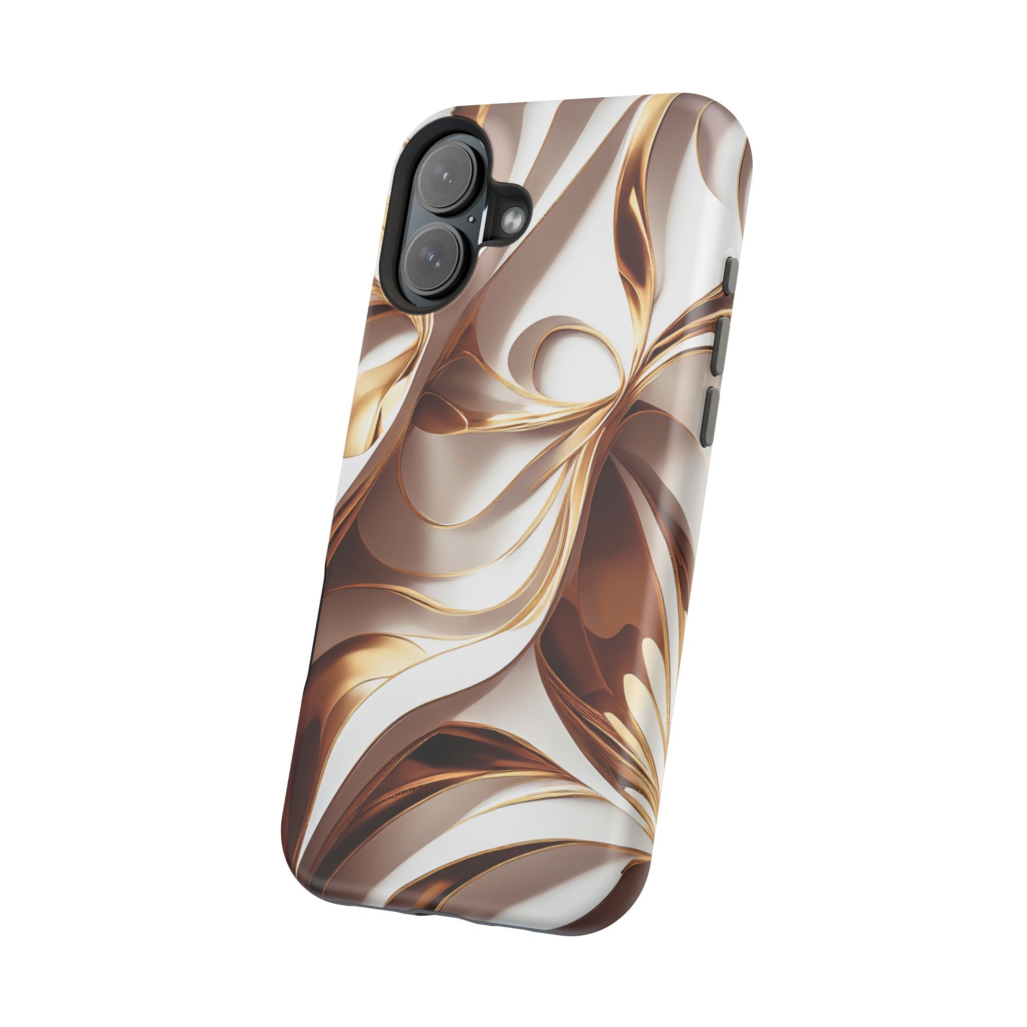 Marbled Gold Swirl Phone Case — Magnetic Impact‑Resistant iPhone Cover