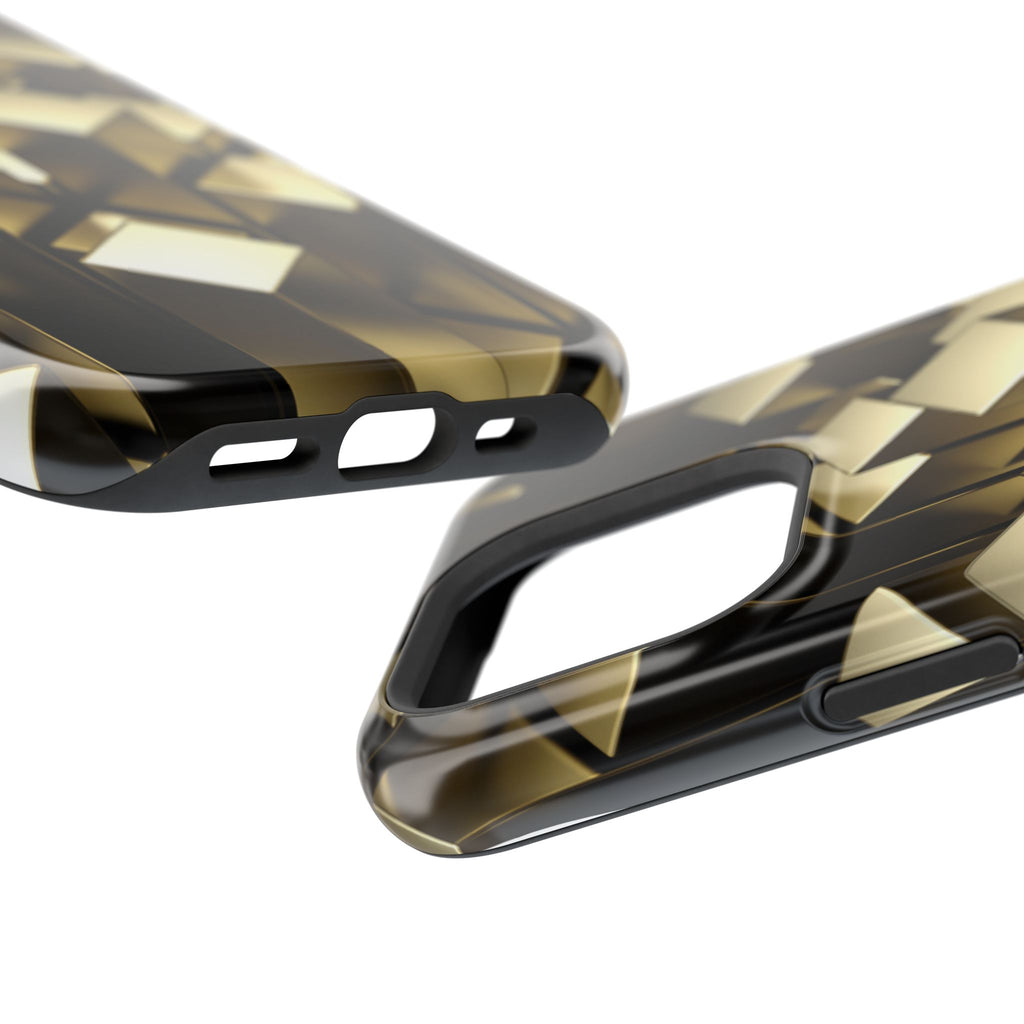 Impact-Resistant Phone Case — Gold Geometric 3D Cubes