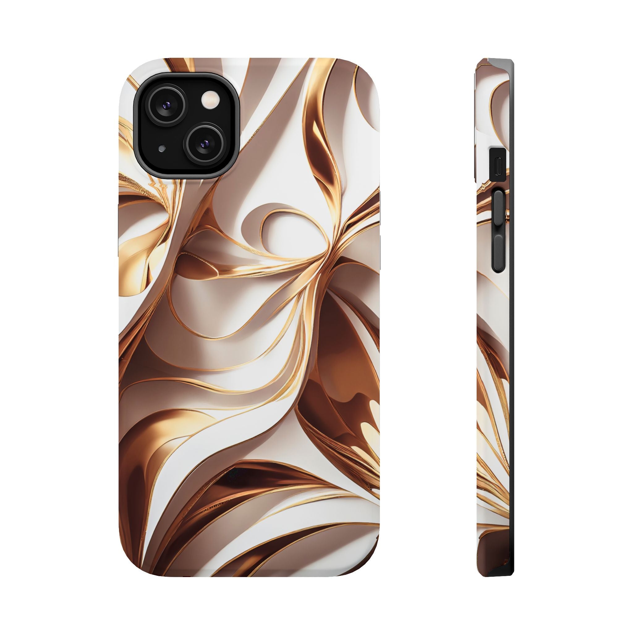 Marbled Gold Swirl Phone Case — Magnetic Impact‑Resistant iPhone Cover