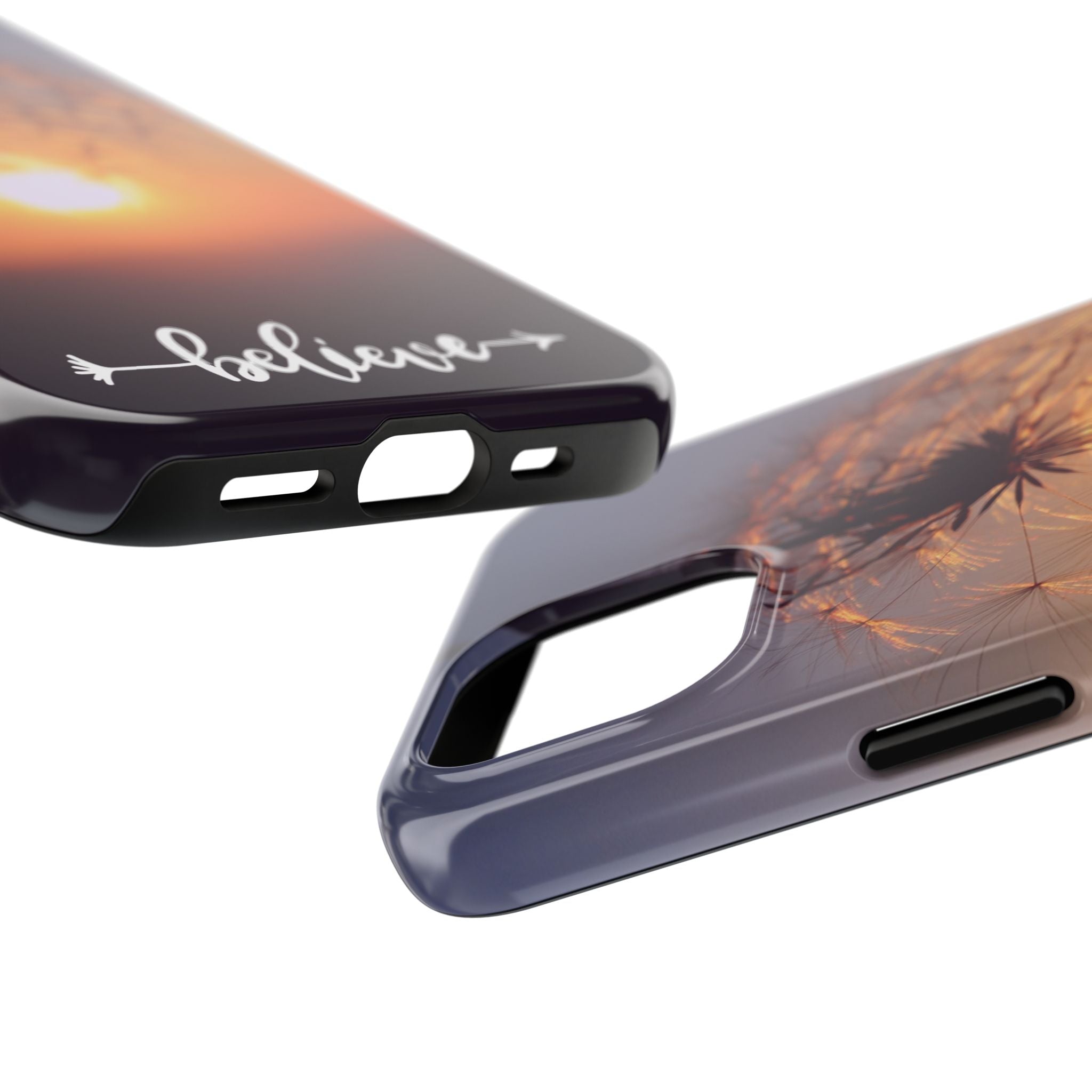 Believe Dandelion Sunset Tough Phone Case — Inspirational Protective iPhone Cover