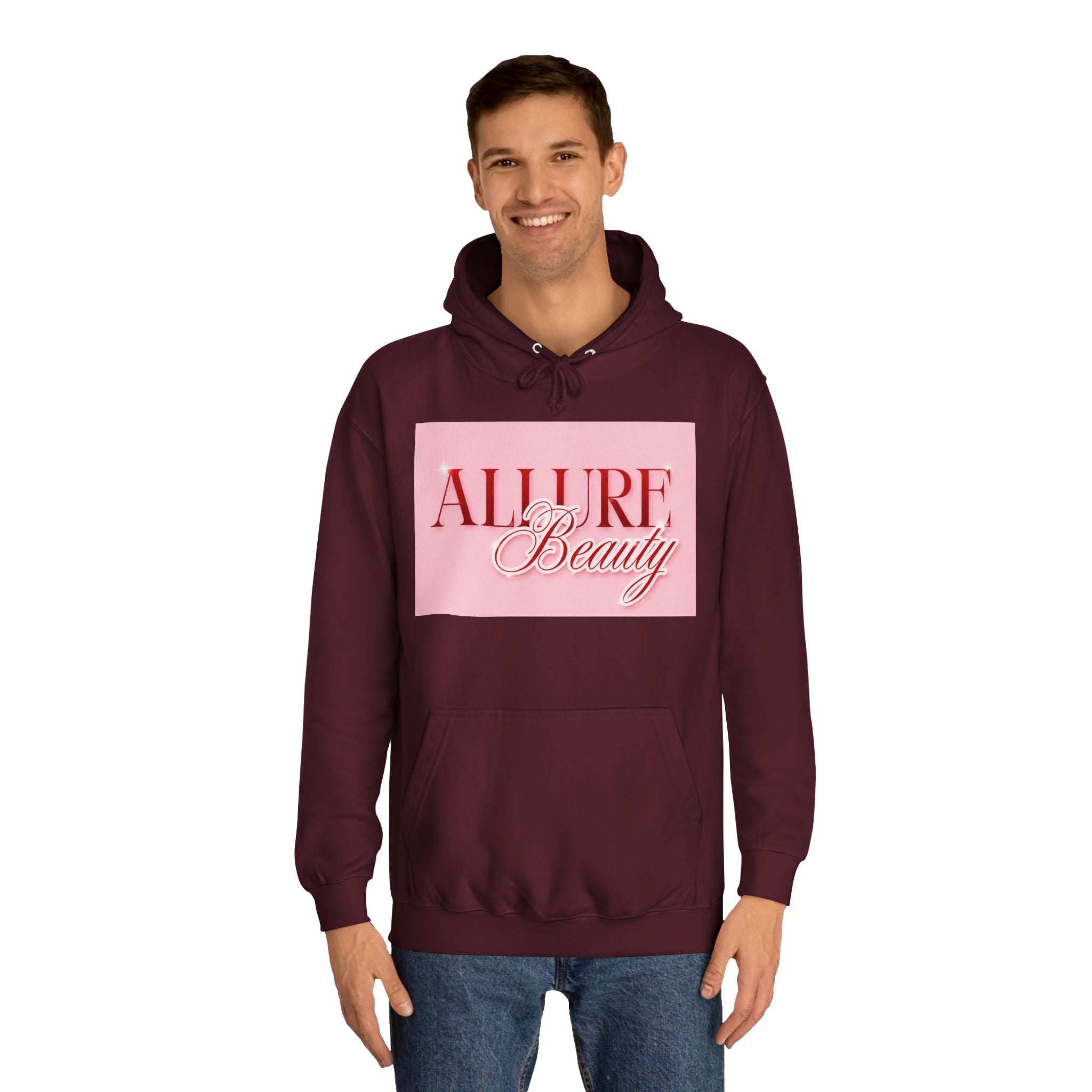 Unisex Allure Beauty Hoodie — Pink Logo Comfort Pullover
