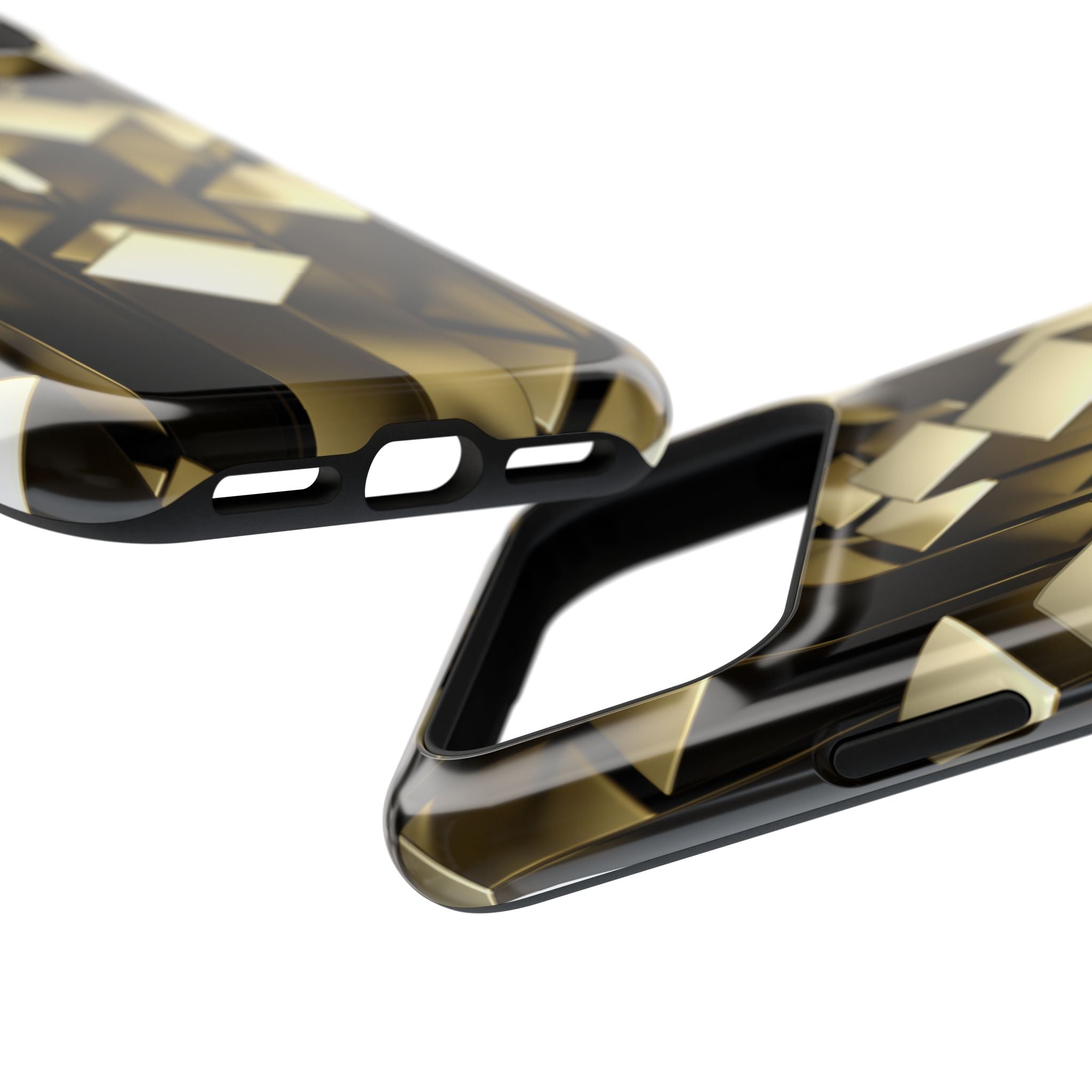 Impact-Resistant Phone Case — Gold Geometric 3D Cubes