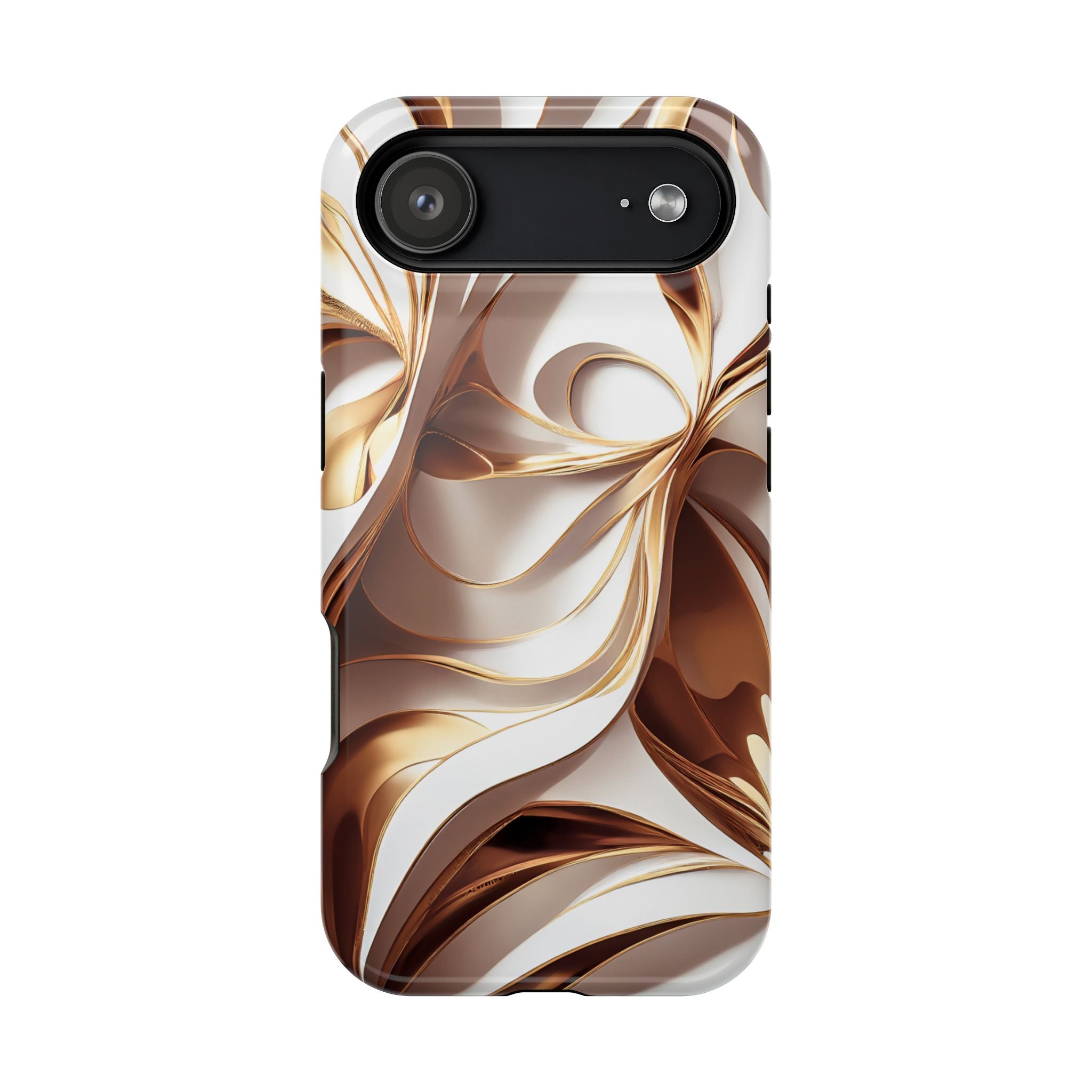 Marbled Gold Swirl Phone Case — Magnetic Impact‑Resistant iPhone Cover