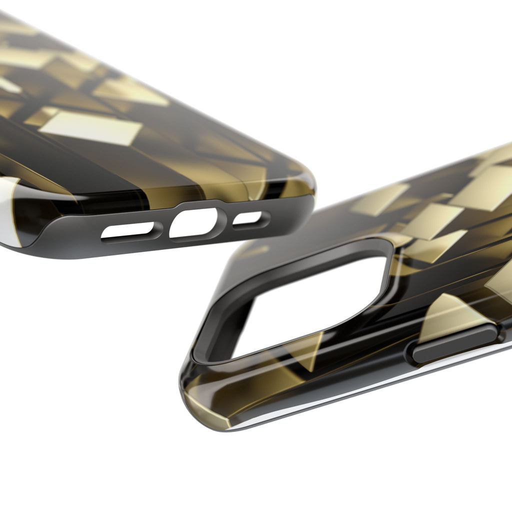 Impact-Resistant Phone Case — Gold Geometric 3D Cubes