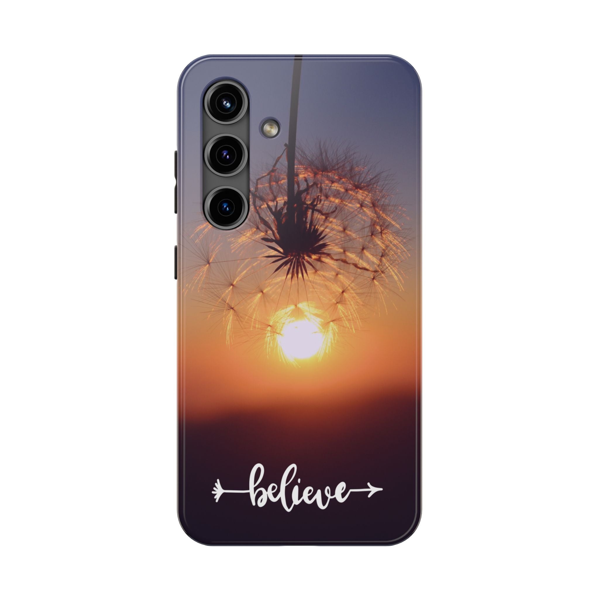 Believe Dandelion Sunset Tough Phone Case — Inspirational Protective iPhone Cover