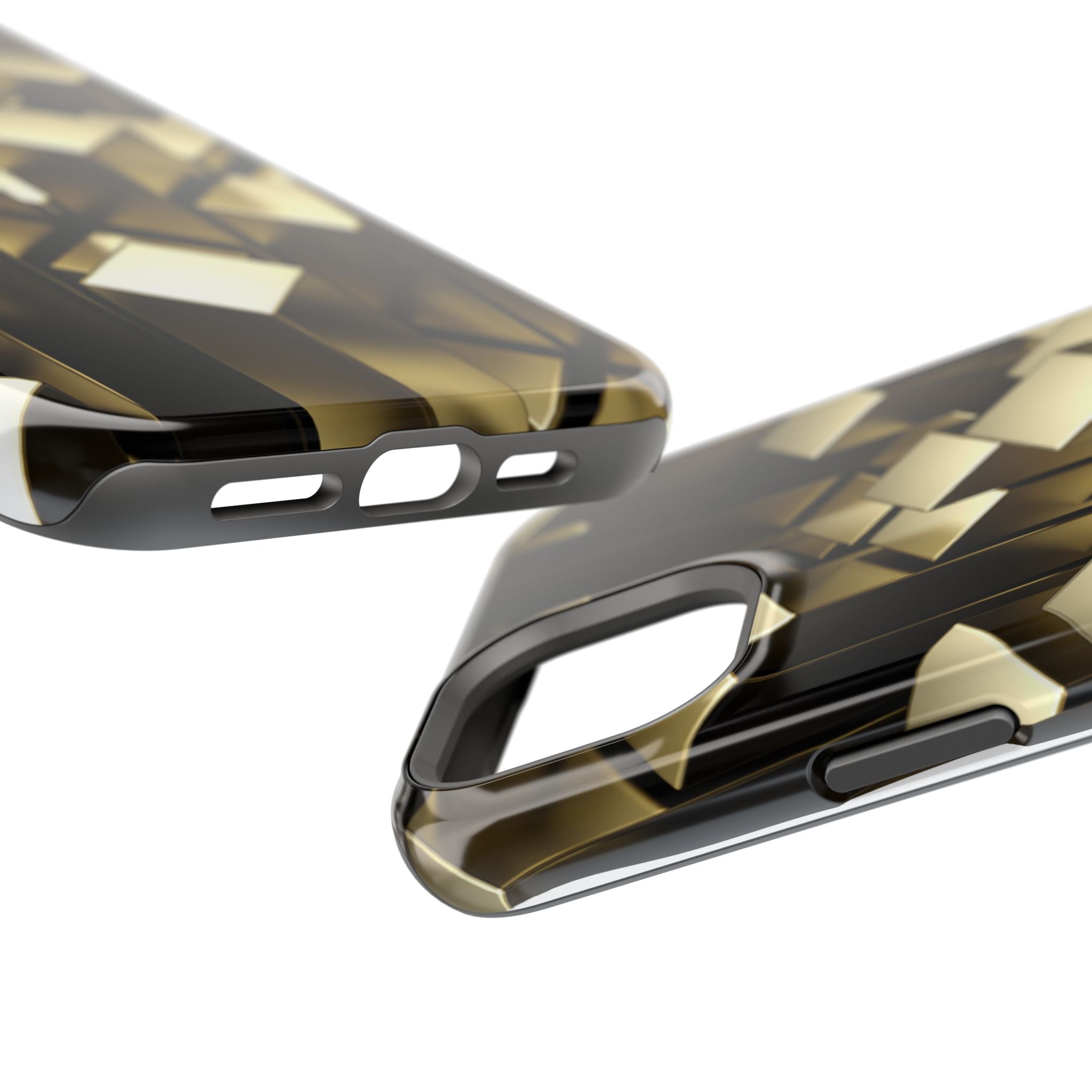 Impact-Resistant Phone Case — Gold Geometric 3D Cubes
