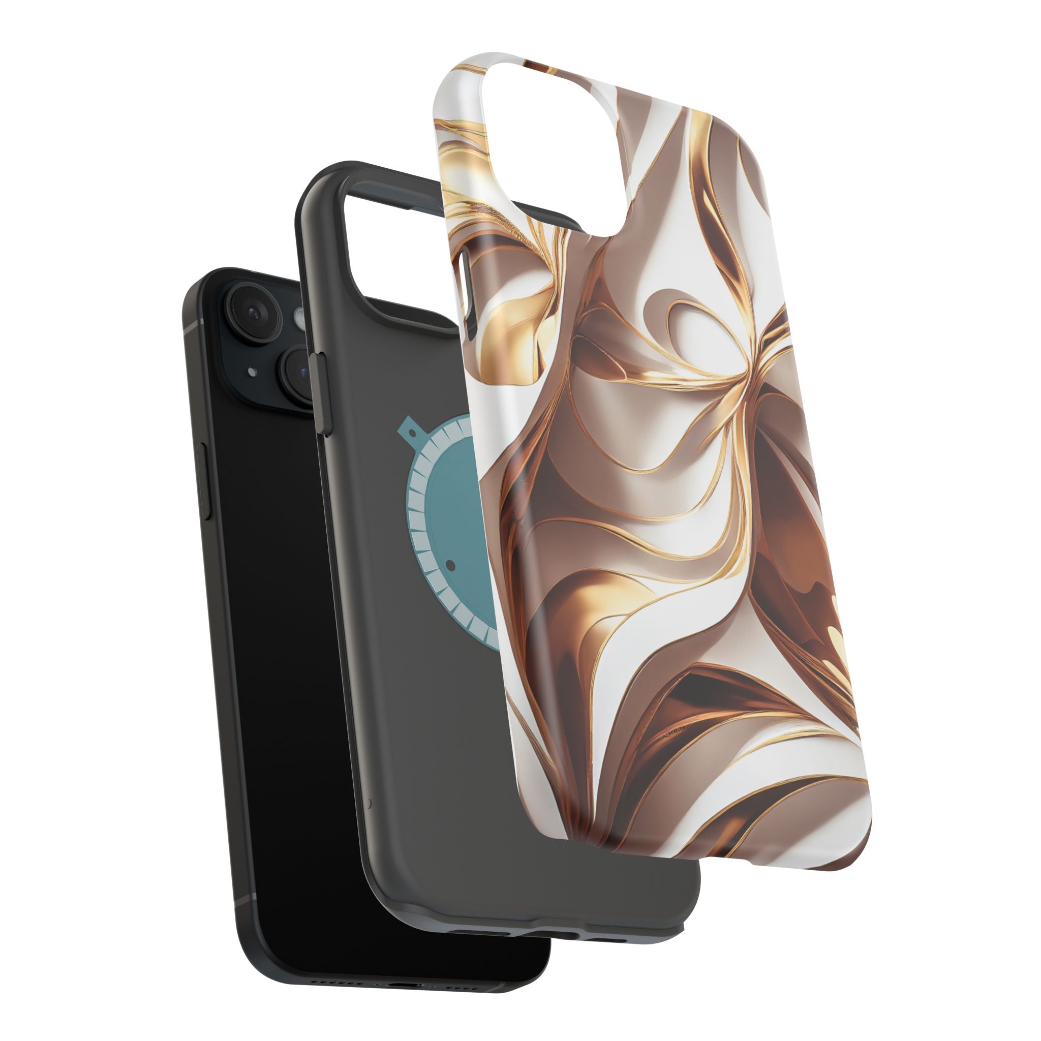 Marbled Gold Swirl Phone Case — Magnetic Impact‑Resistant iPhone Cover
