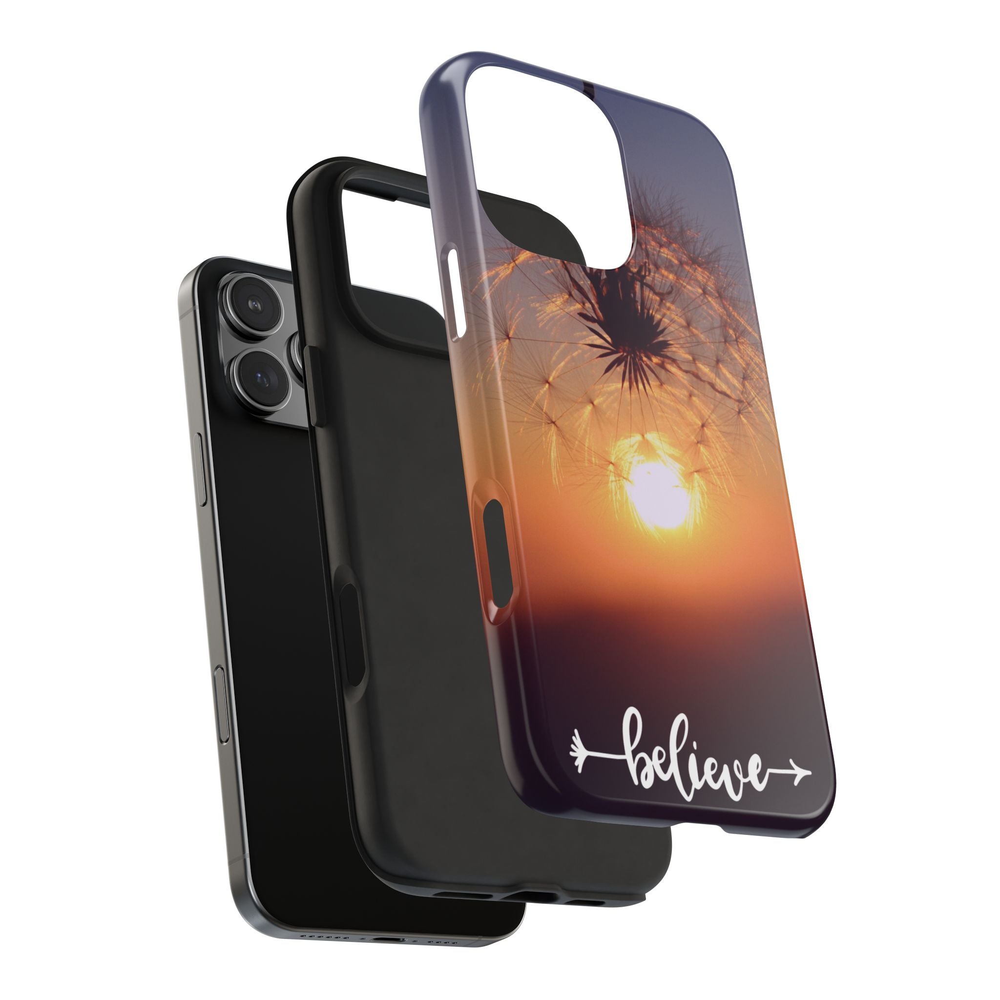 Believe Dandelion Sunset Tough Phone Case — Inspirational Protective iPhone Cover
