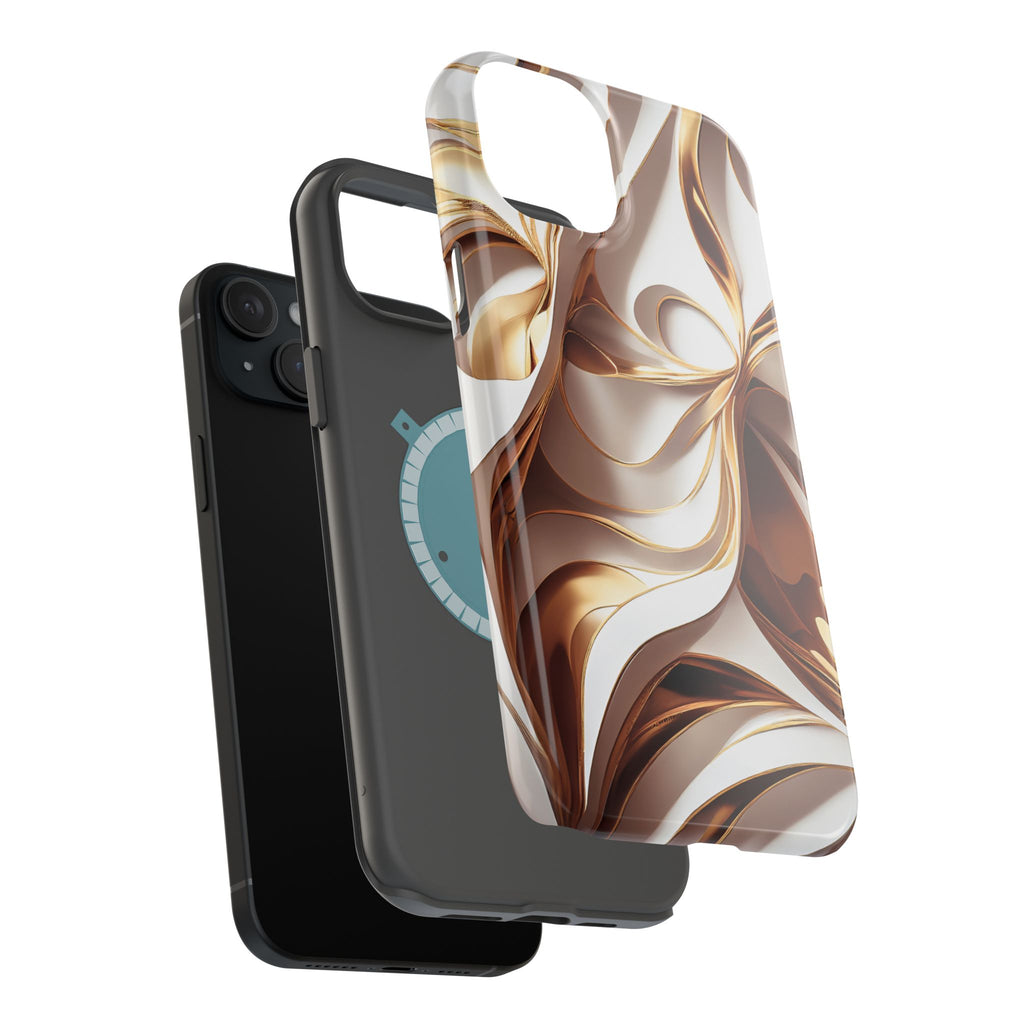 Marbled Gold Swirl Phone Case — Magnetic Impact‑Resistant iPhone Cover
