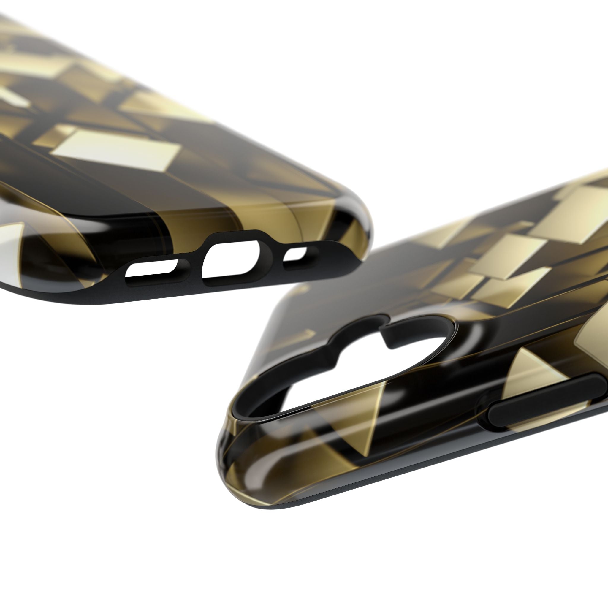 Impact-Resistant Phone Case — Gold Geometric 3D Cubes