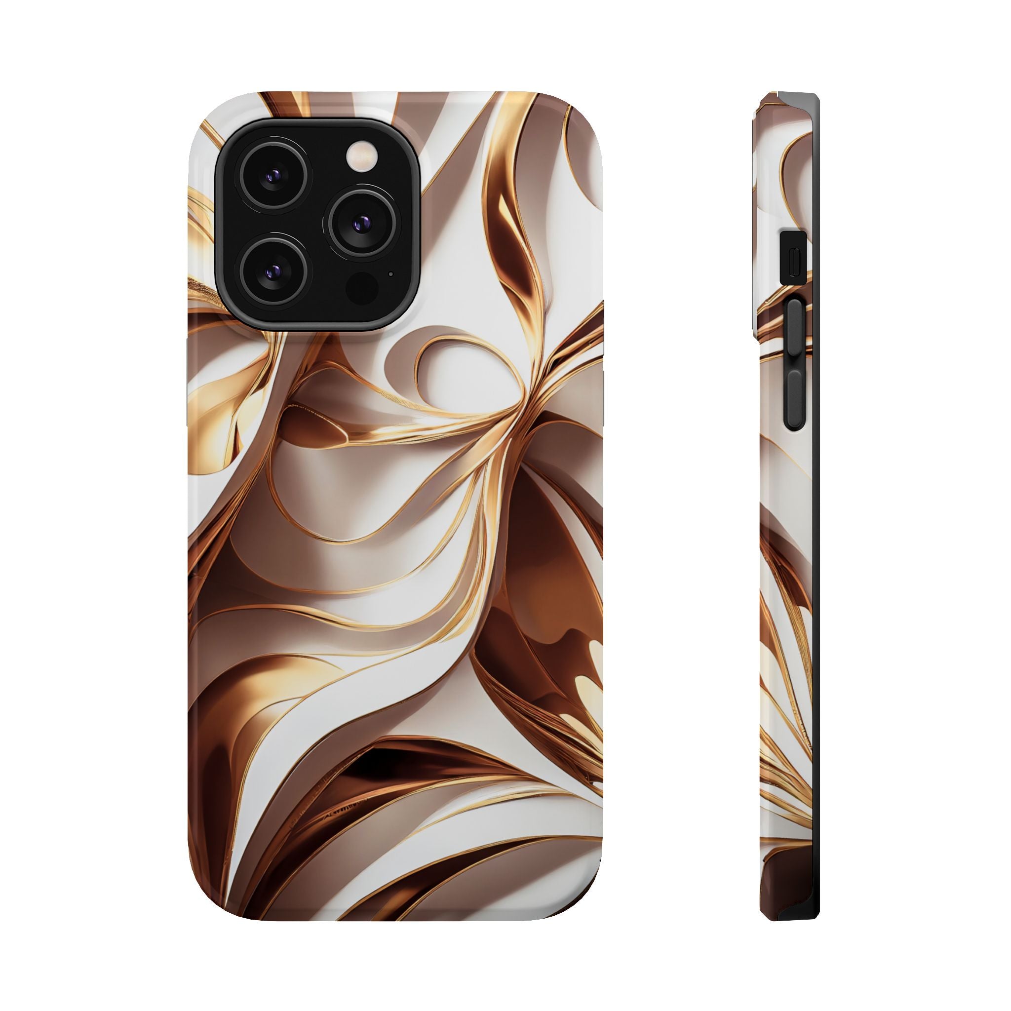 Marbled Gold Swirl Phone Case — Magnetic Impact‑Resistant iPhone Cover