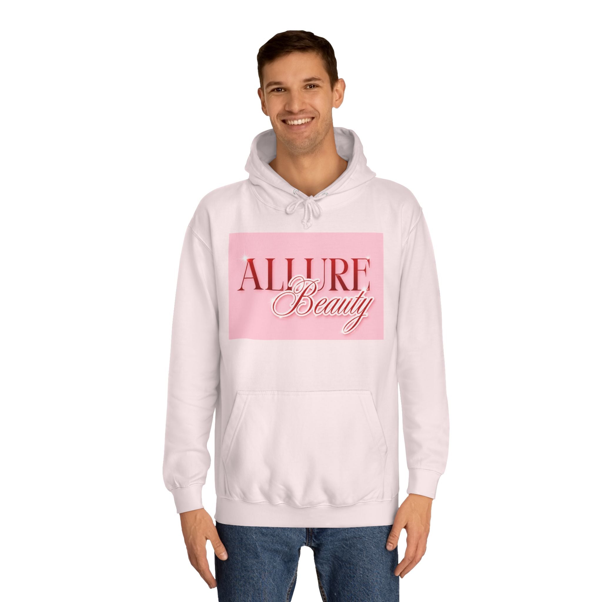 Unisex Allure Beauty Hoodie — Pink Logo Comfort Pullover